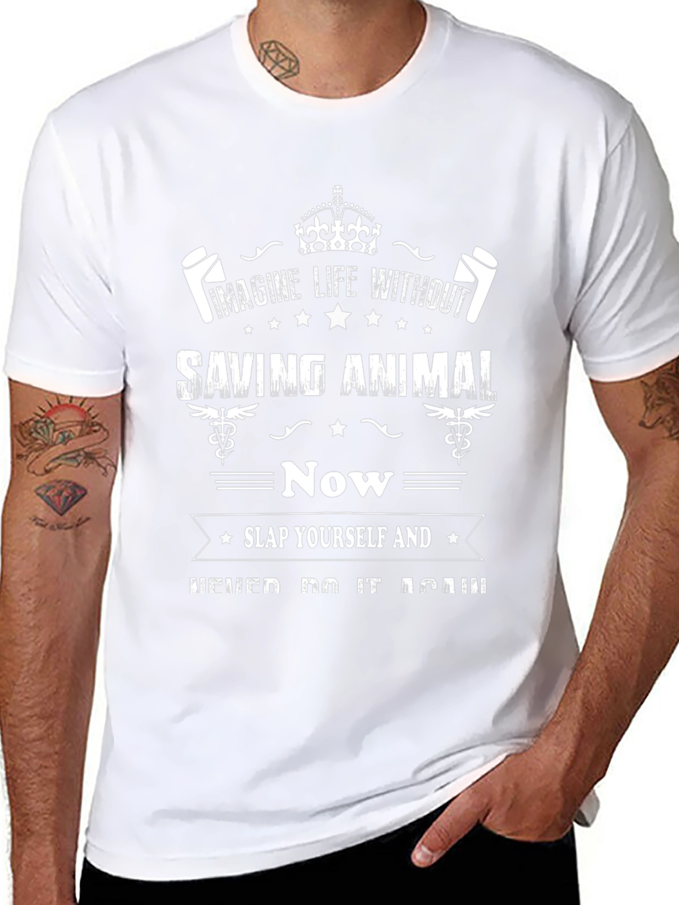 Imagine Saving Animals Funny Graphic T-Shirt