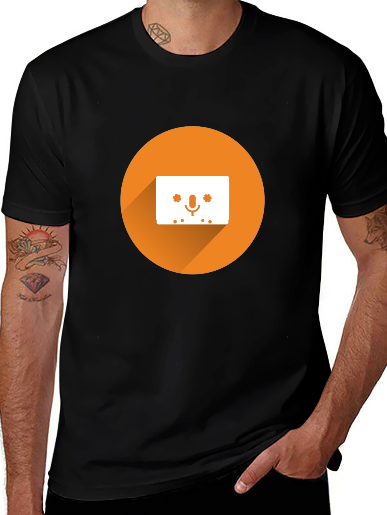 Retro Cassette Tape Graphic Tee - Black