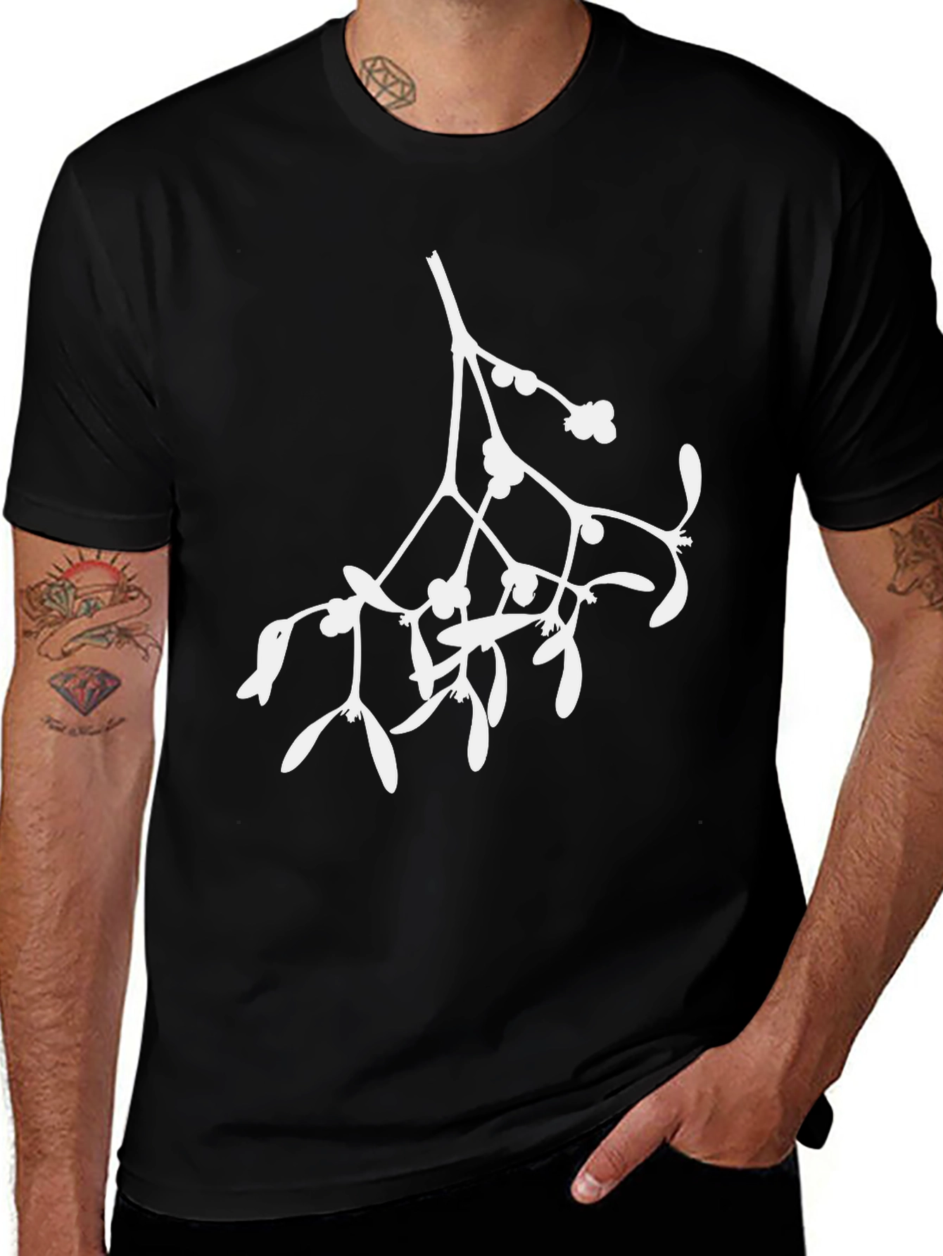 Mistletoe Graphic Tee - Black Cotton Blend