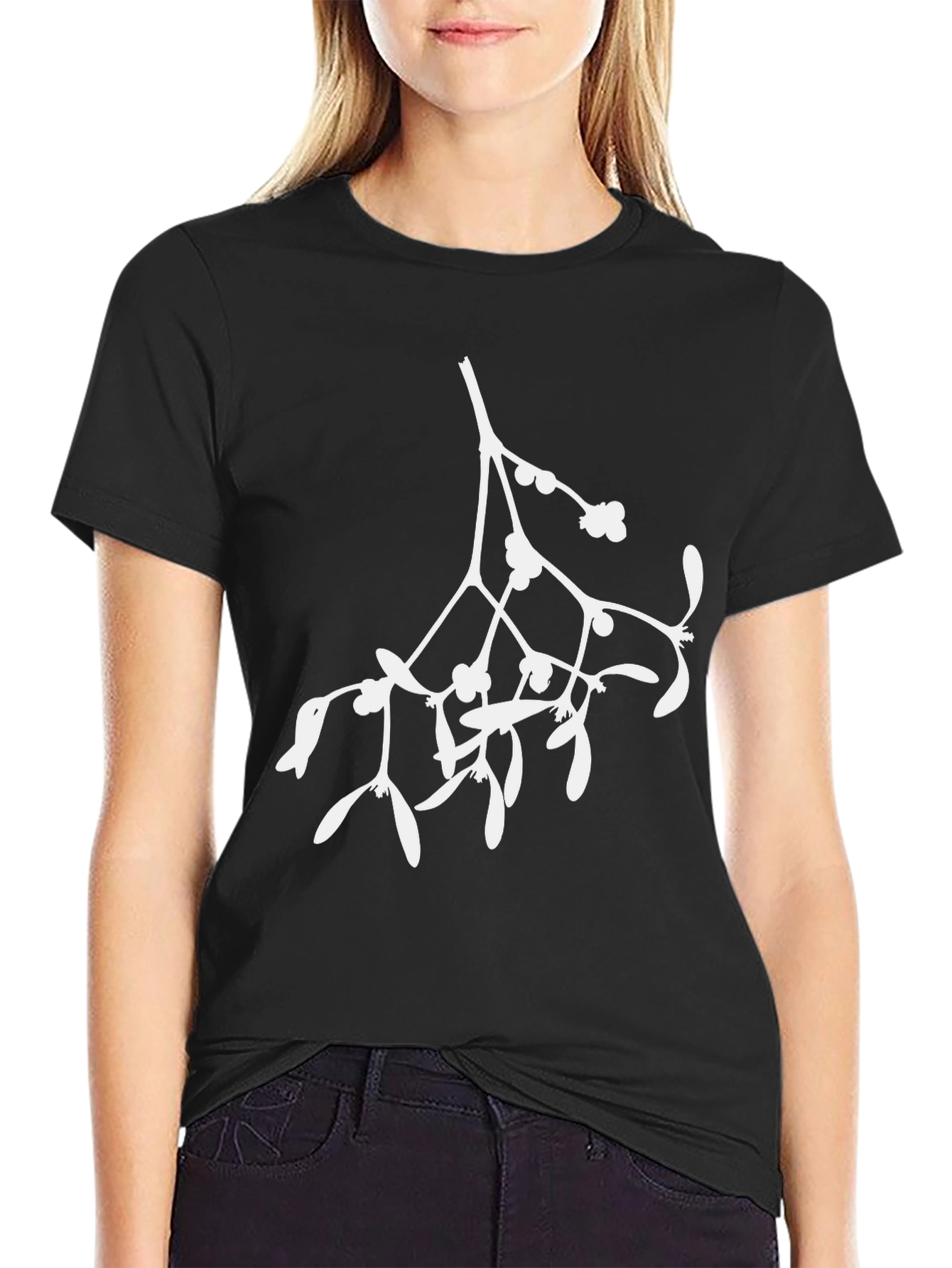 Mistletoe Graphic Tee - Black Cotton Blend
