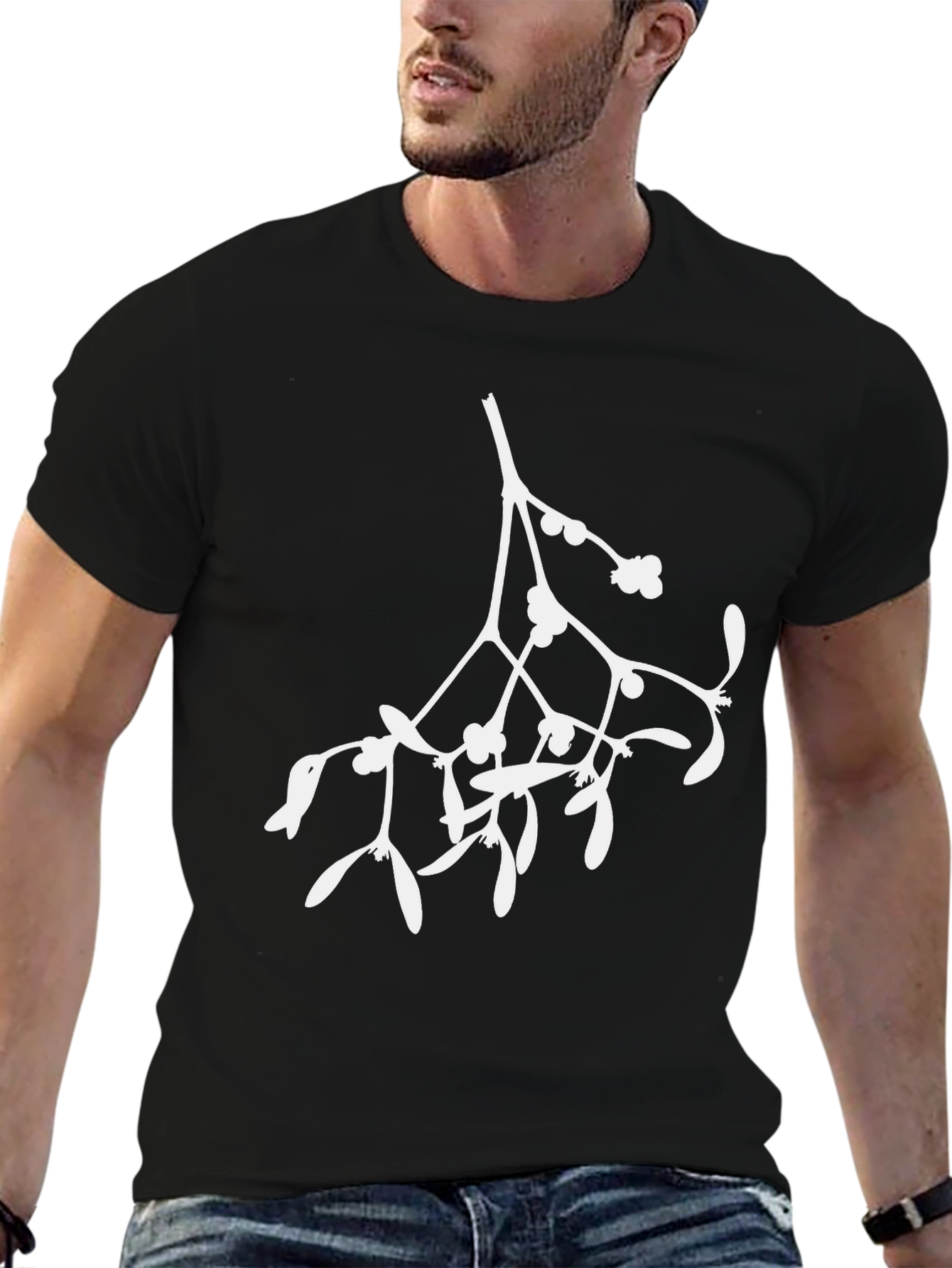 Mistletoe Graphic Tee - Black Cotton Blend