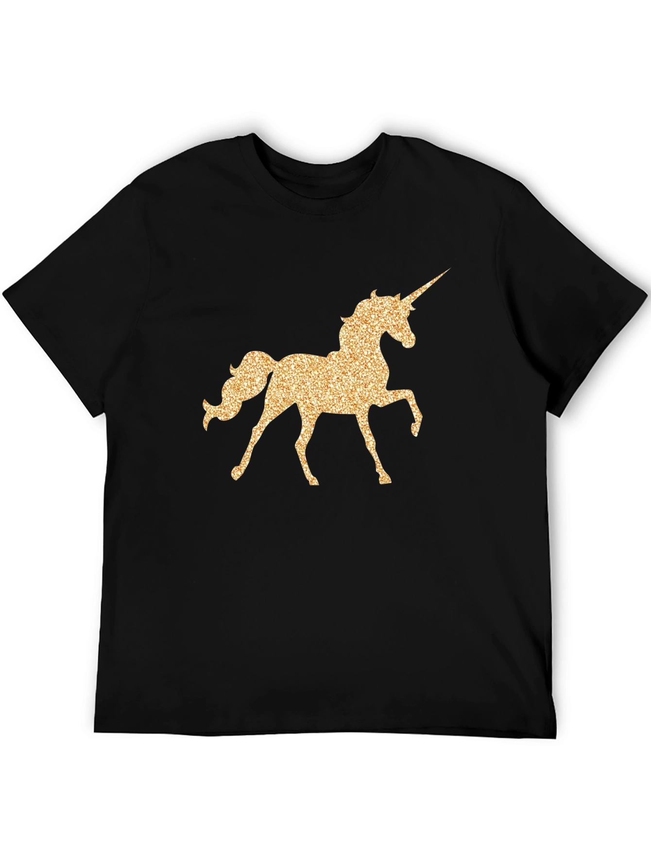 Unicorn Glitter Graphic Black T-Shirt