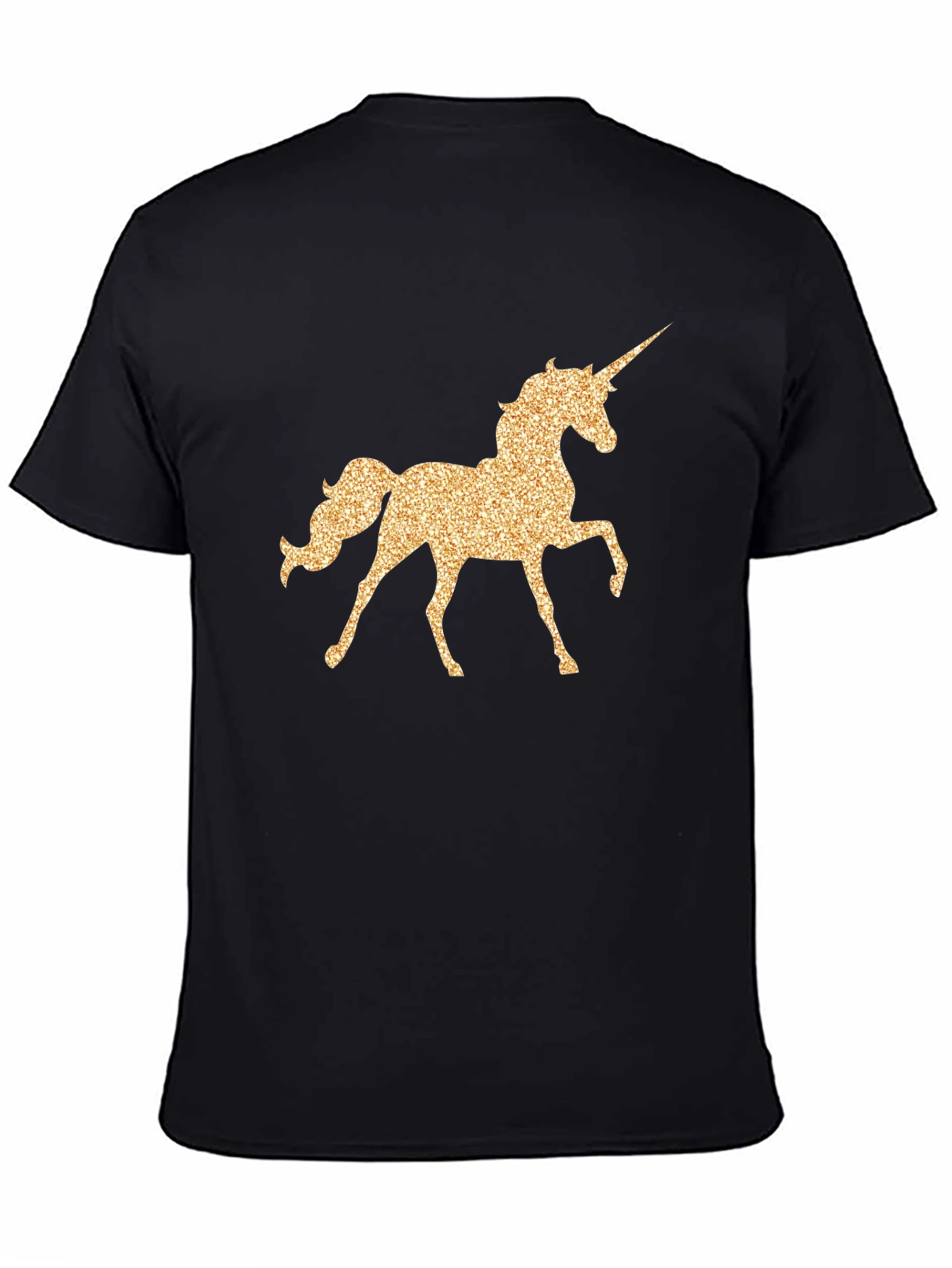 Unicorn Glitter Graphic Black T-Shirt