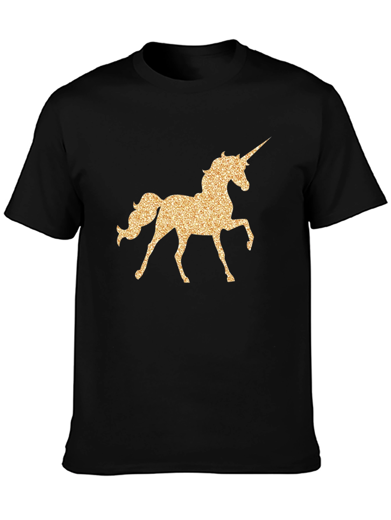 Unicorn Glitter Graphic Black T-Shirt