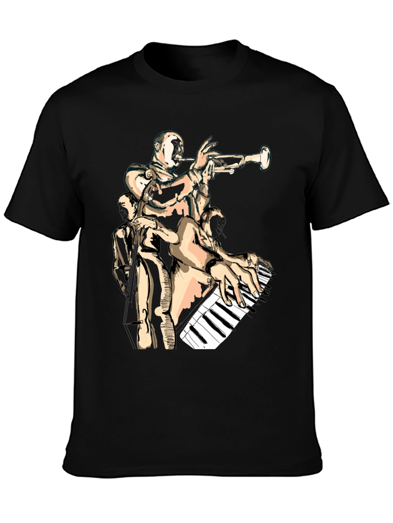 Jazz Band Graphic Black T-Shirt