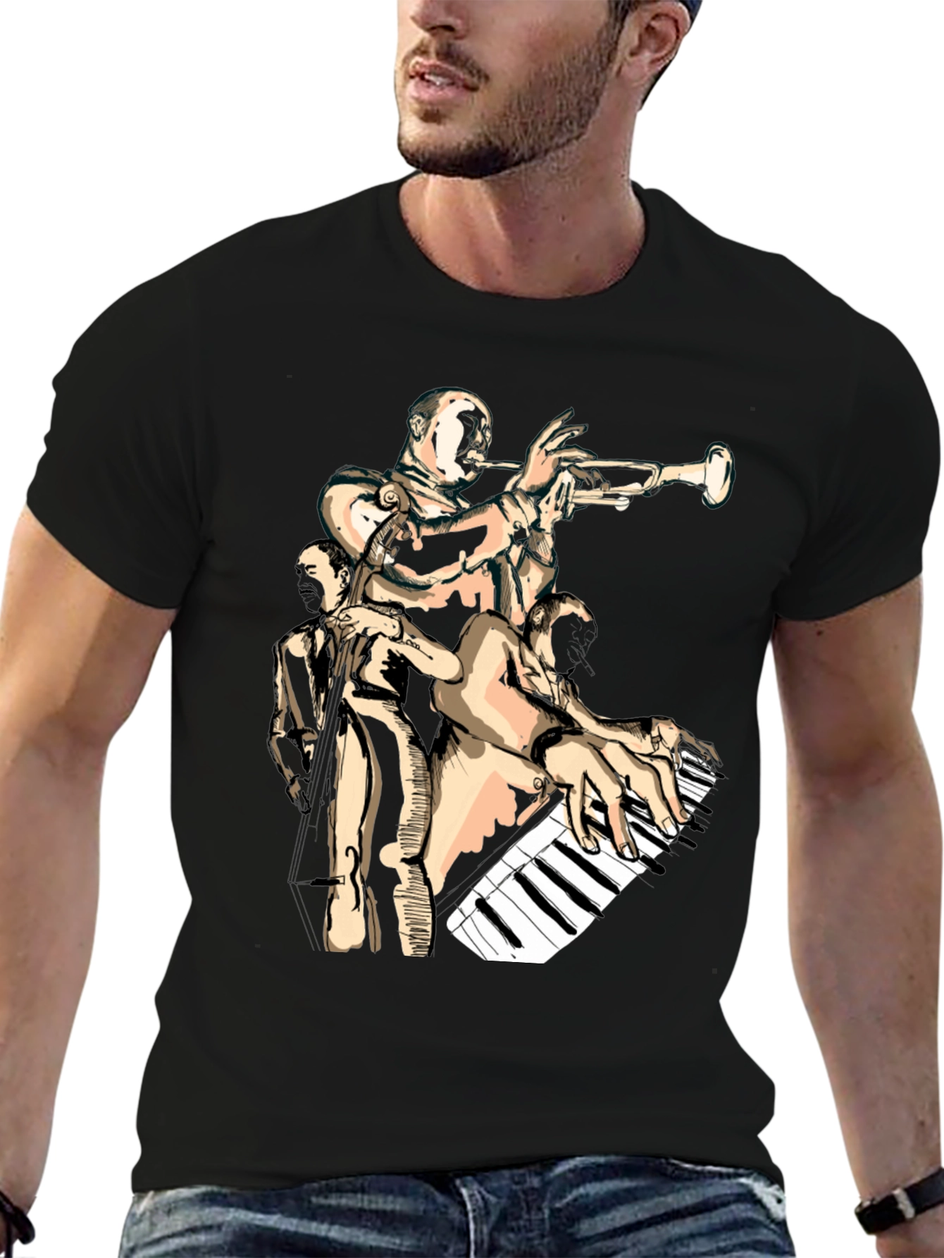 Jazz Band Graphic Black T-Shirt