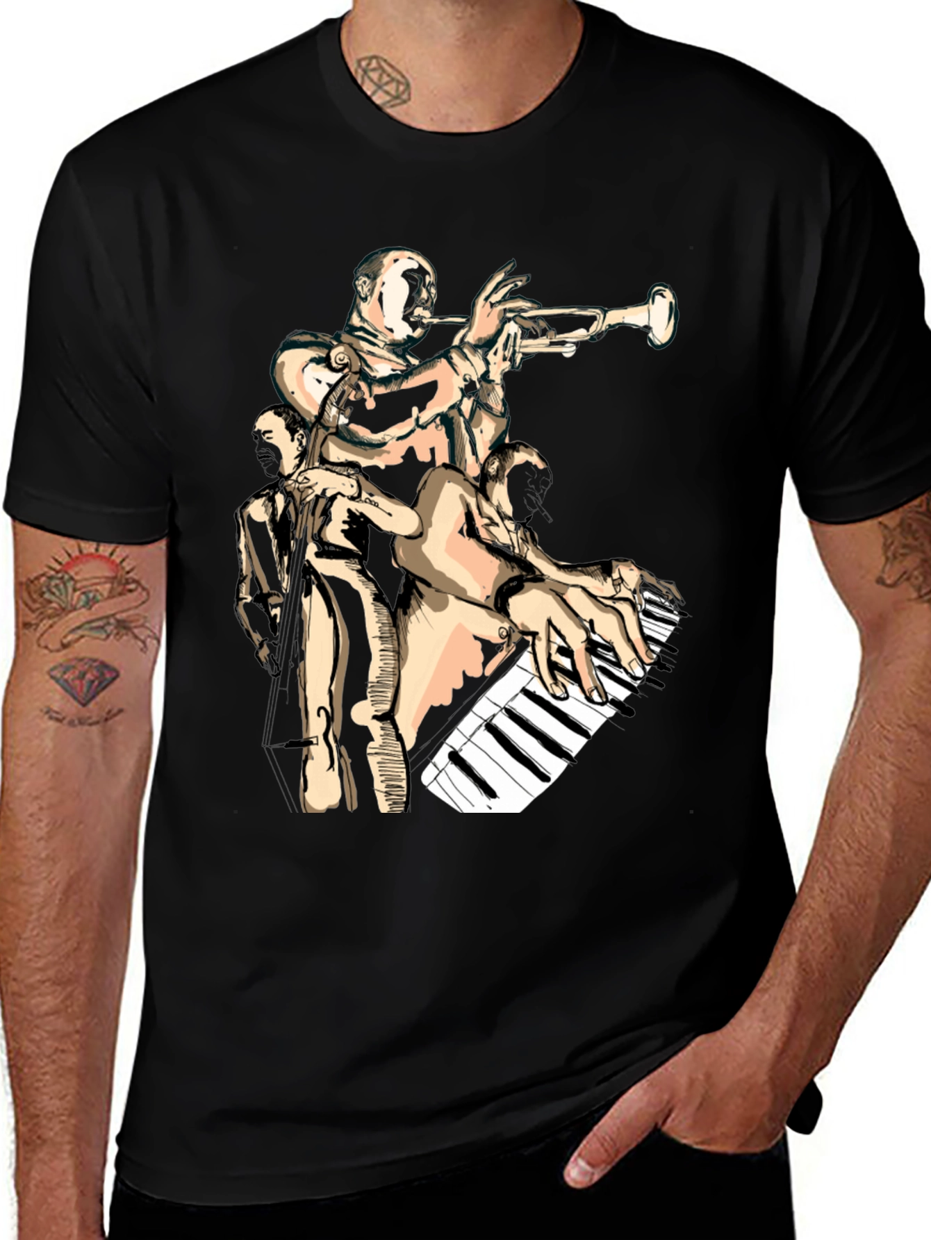 Jazz Band Graphic Black T-Shirt