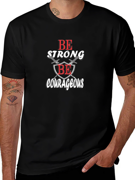 Be Strong Be Courageous Graphic Tee - Black Cotton Blend