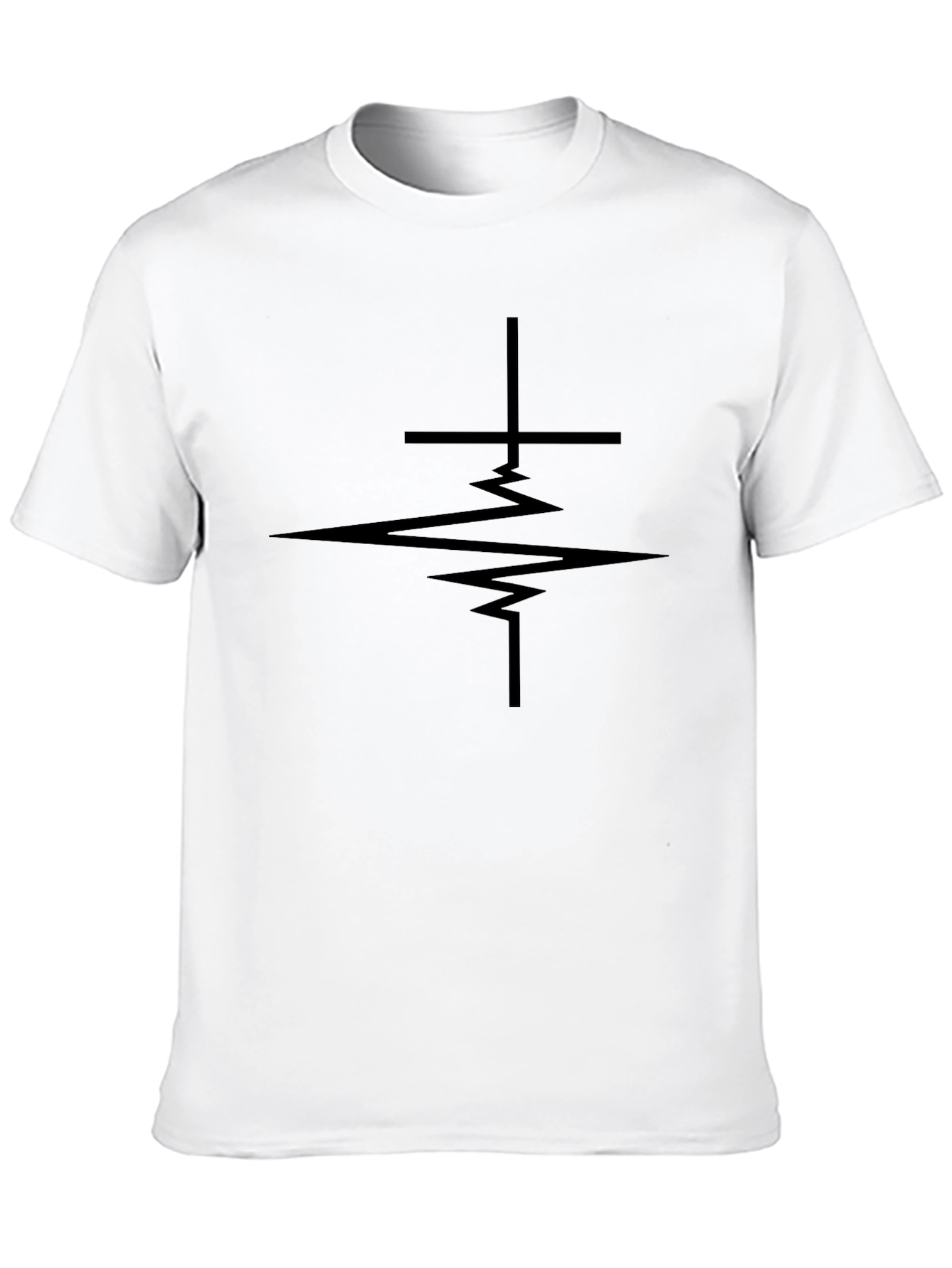 Cross Heartbeat Graphic Tee - Black