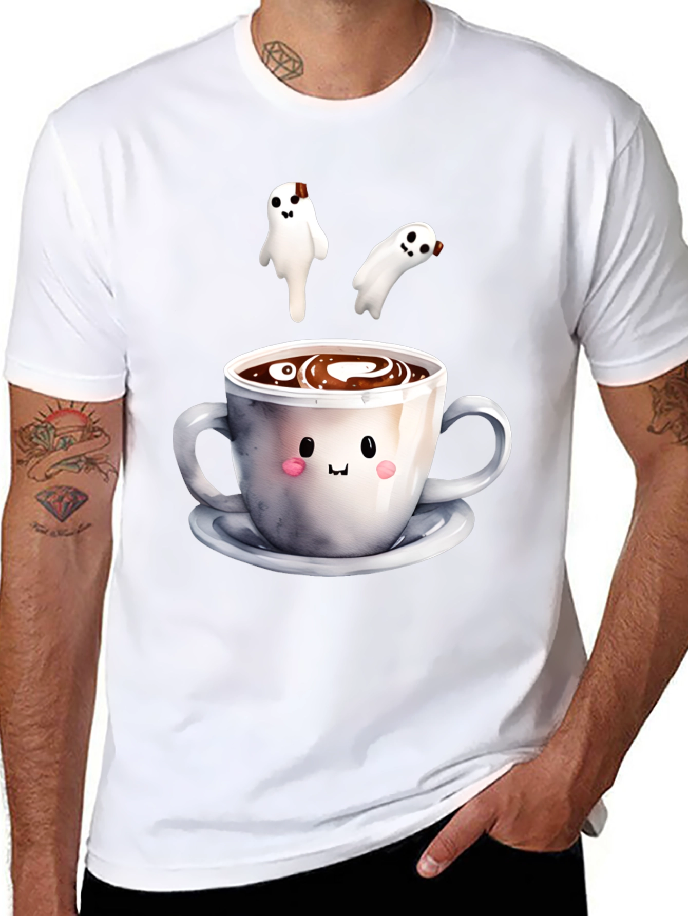 Cute Ghost Coffee T-Shirt Spooky Season Apparel