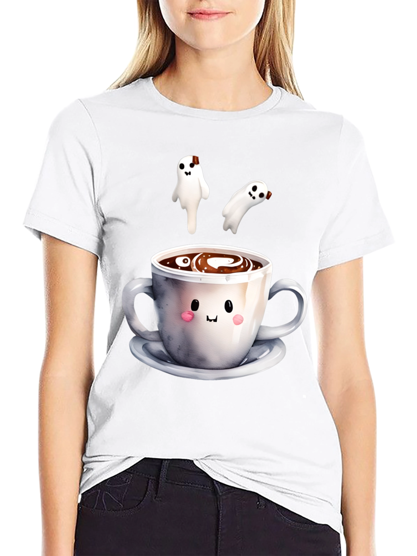 Cute Ghost Coffee T-Shirt Spooky Season Apparel