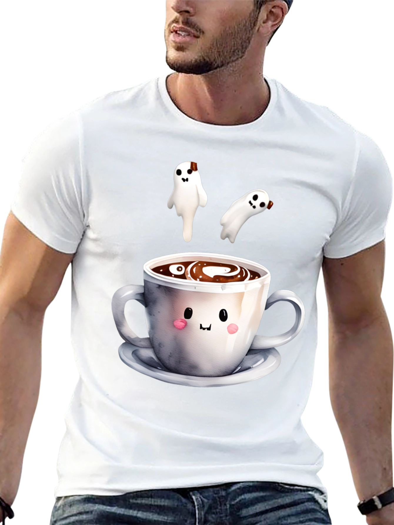 Cute Ghost Coffee T-Shirt Spooky Season Apparel