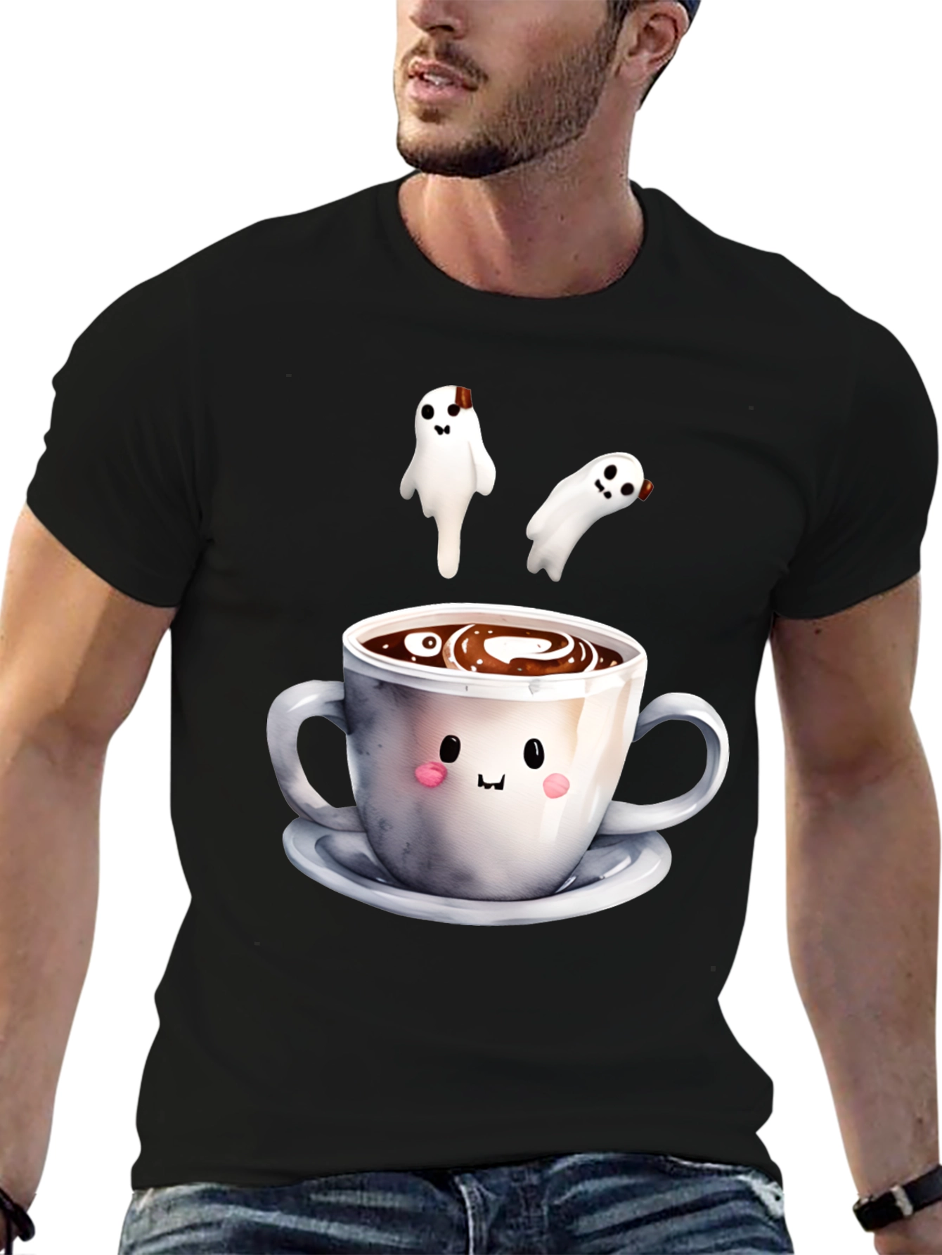 Cute Ghost Coffee T-Shirt Spooky Season Apparel