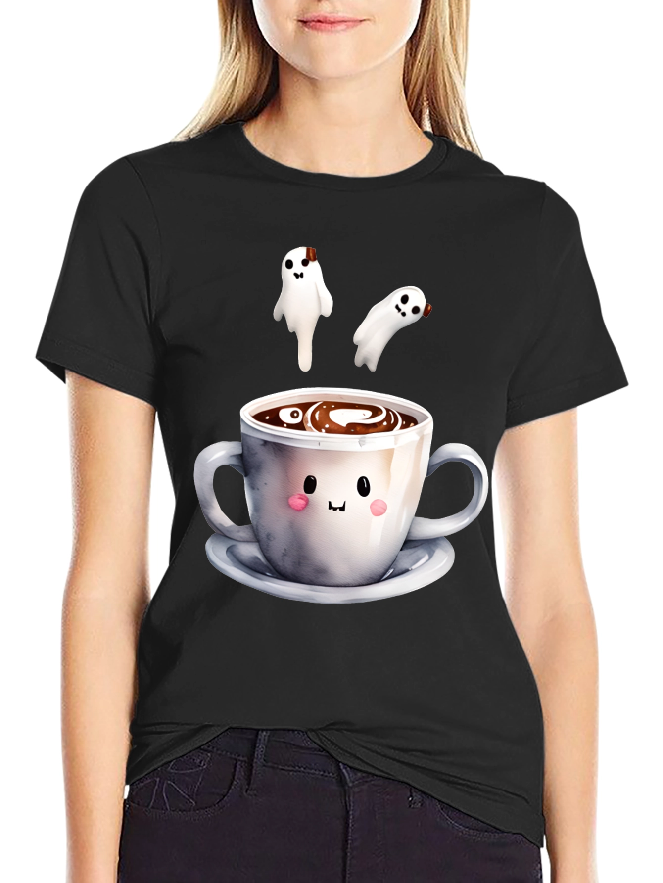 Cute Ghost Coffee T-Shirt Spooky Season Apparel