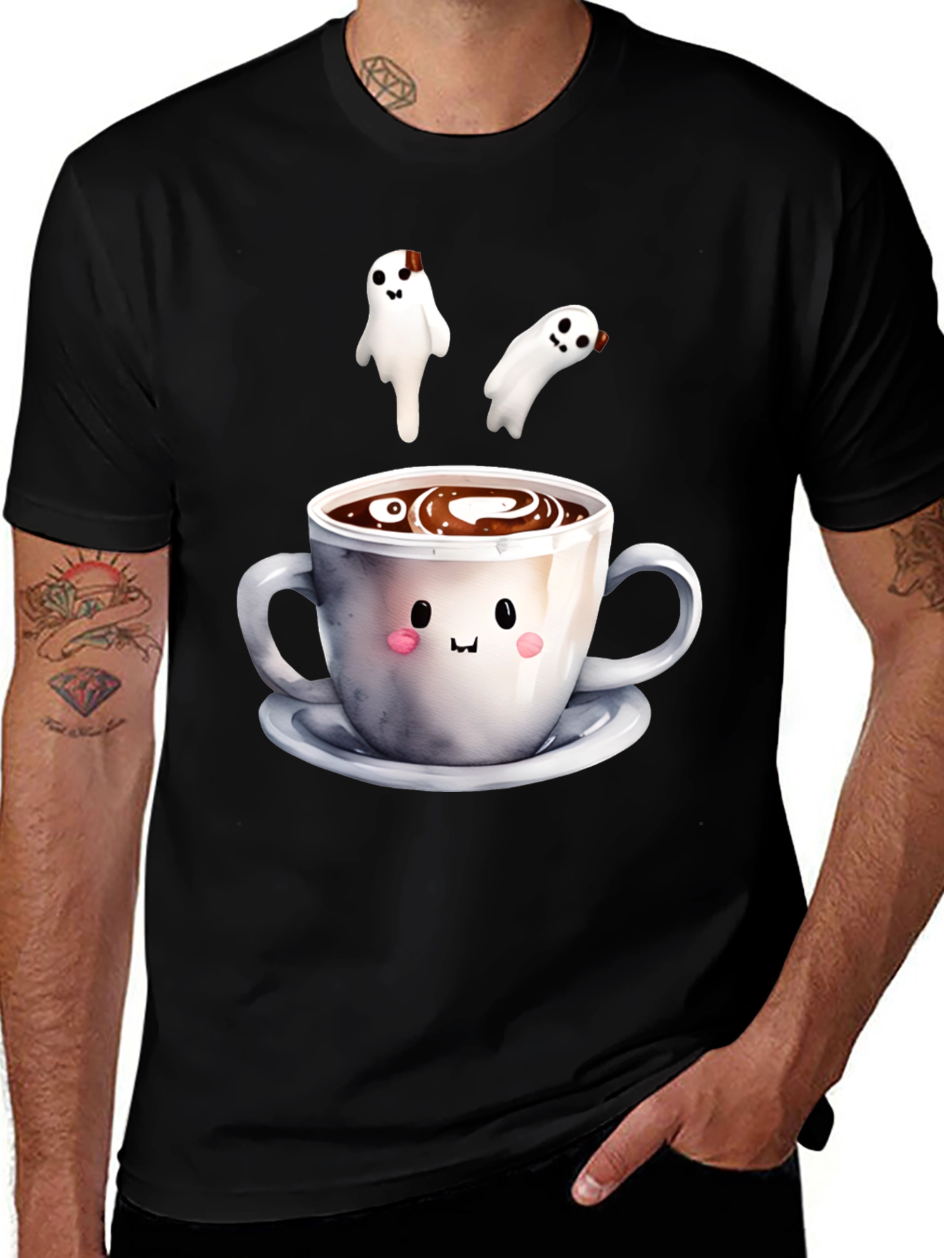 Cute Ghost Coffee T-Shirt Spooky Season Apparel