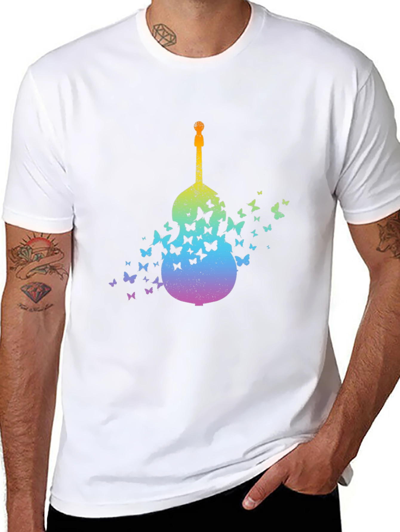 Butterfly Guitar Graphic T-Shirt - Unique Music Lover Tee
