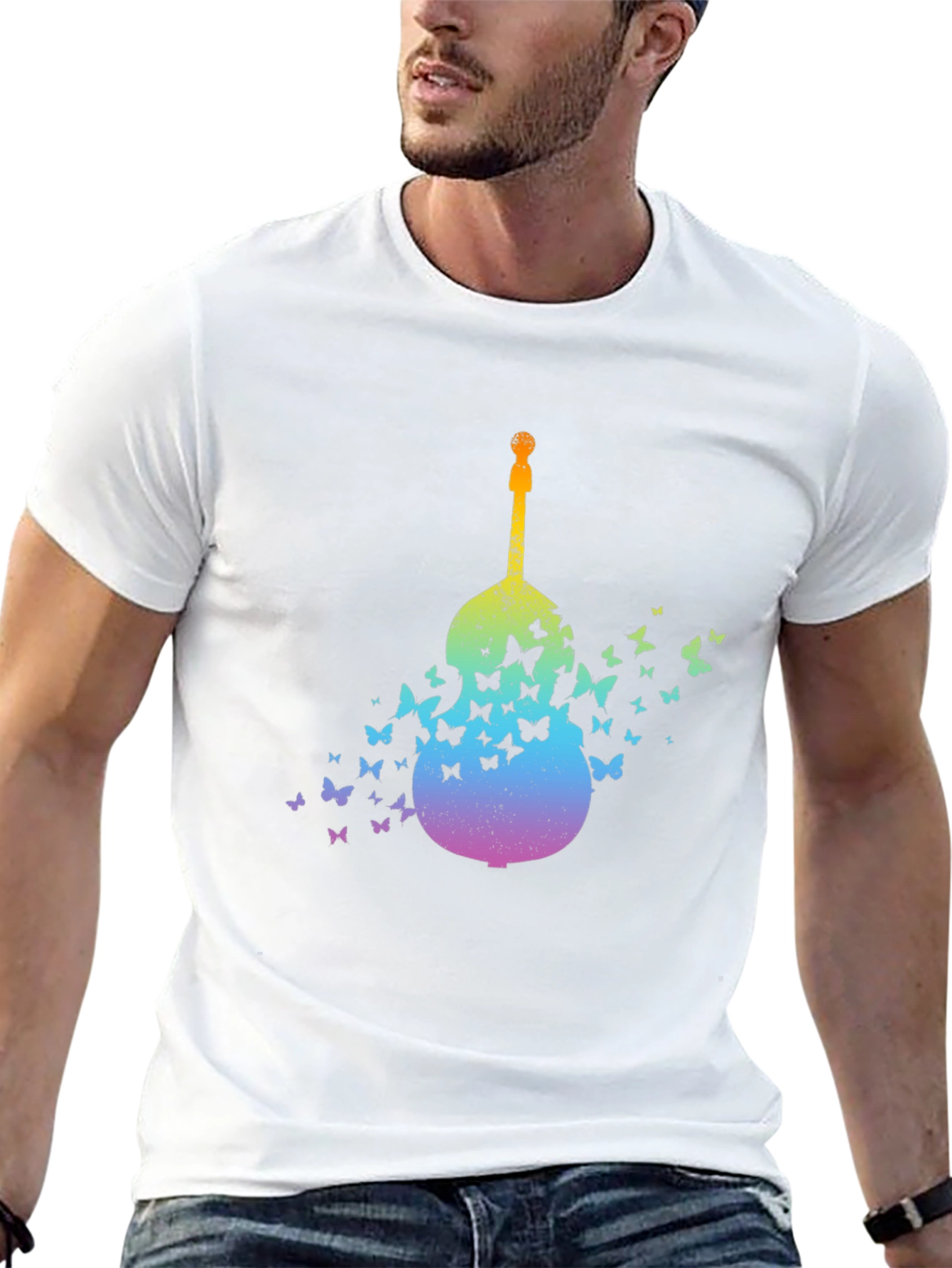 Butterfly Guitar Graphic T-Shirt - Unique Music Lover Tee