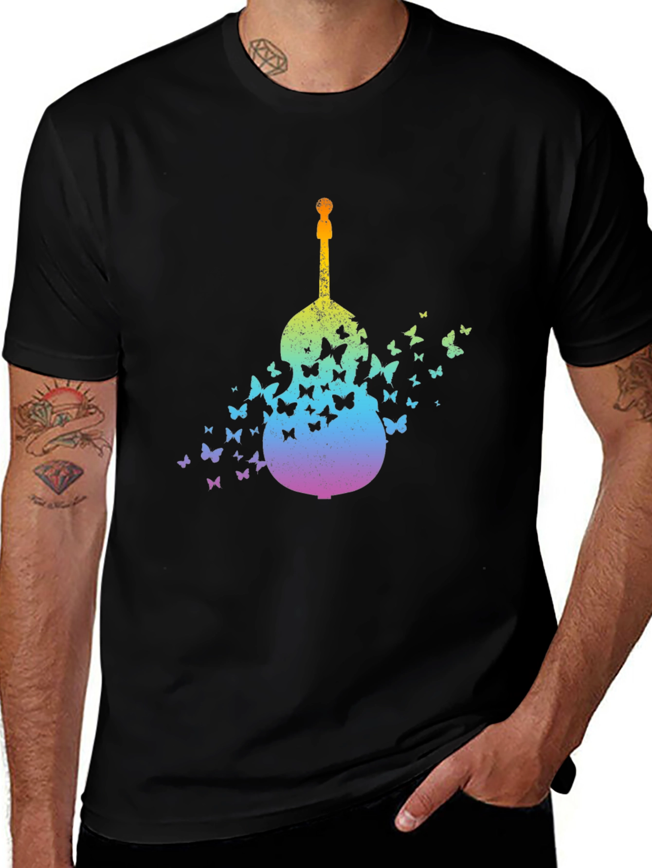 Butterfly Guitar Graphic T-Shirt - Unique Music Lover Tee