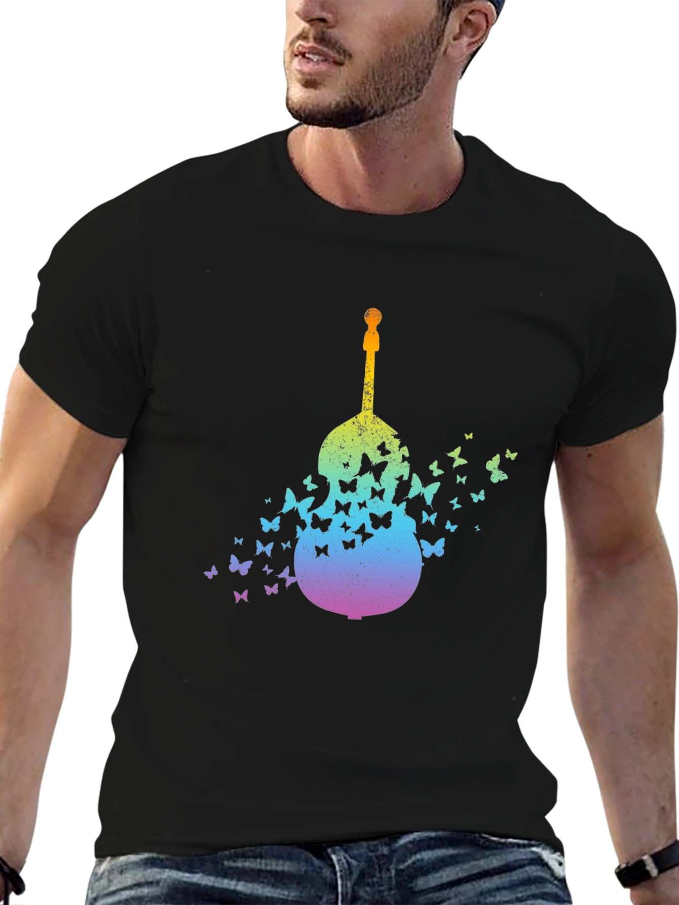 Butterfly Guitar Graphic T-Shirt - Unique Music Lover Tee