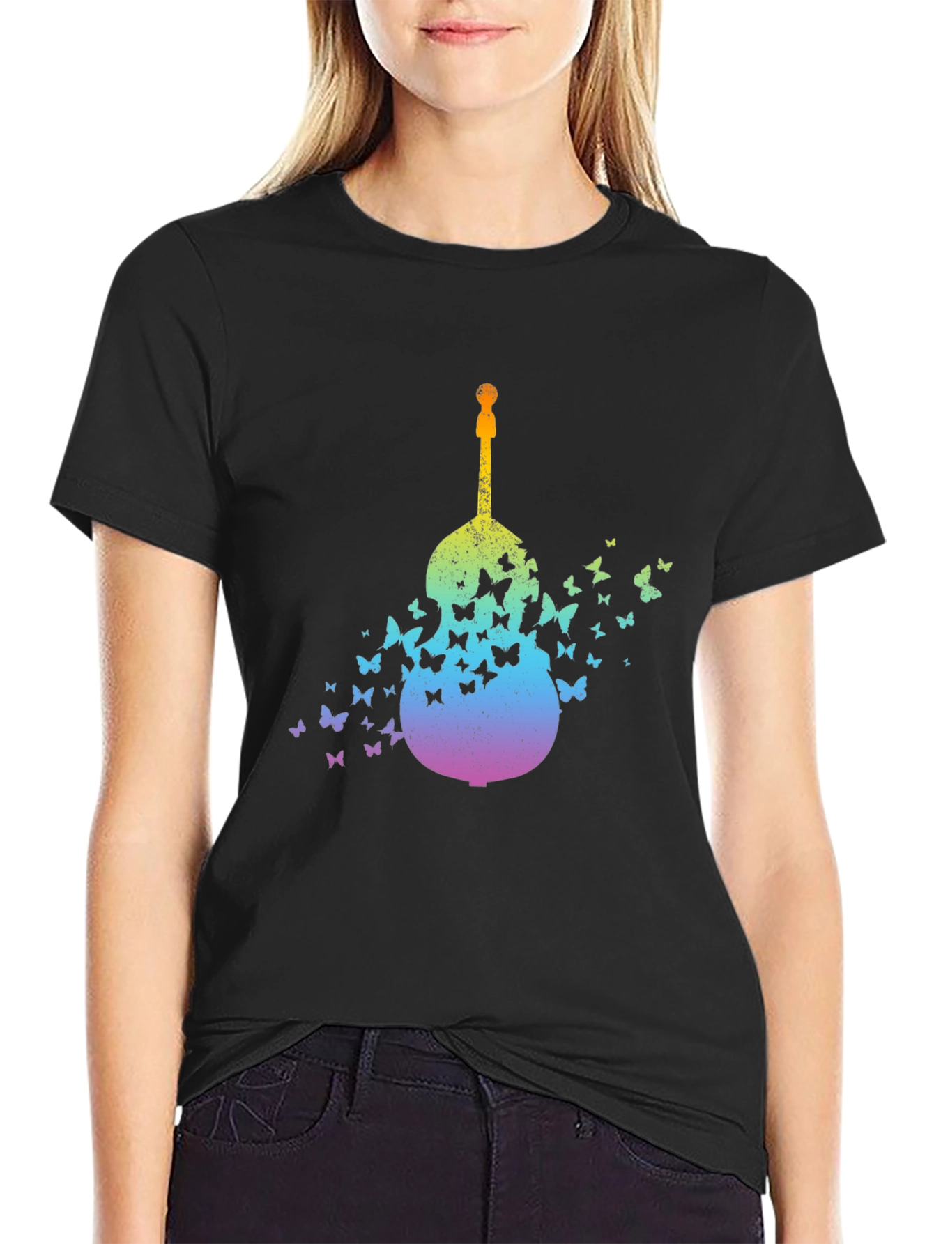 Butterfly Guitar Graphic T-Shirt - Unique Music Lover Tee