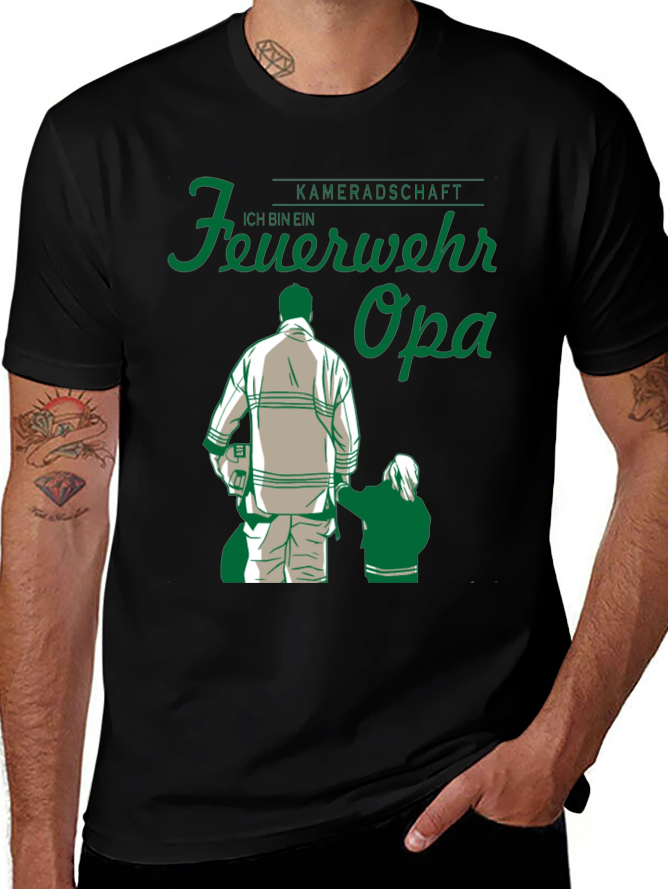 Firefighter Opa T-Shirt - Grandfather Fireman Tee