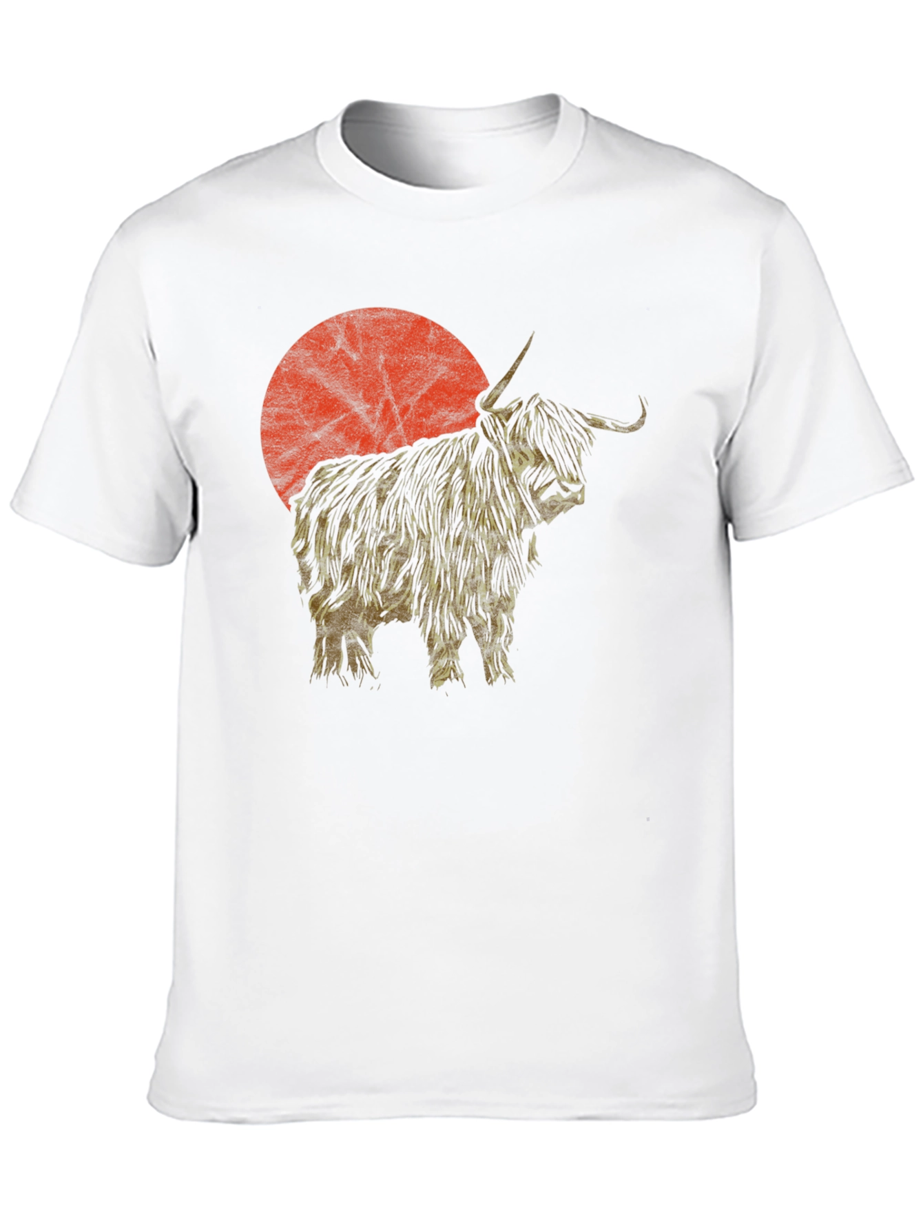 Highland Cow Sunset Graphic Tee - Black Cotton T-Shirt