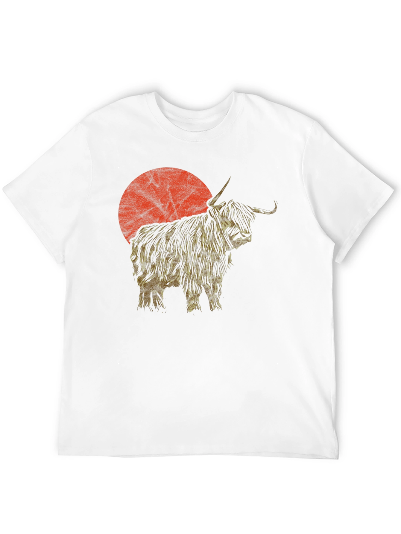 Highland Cow Sunset Graphic Tee - Black Cotton T-Shirt