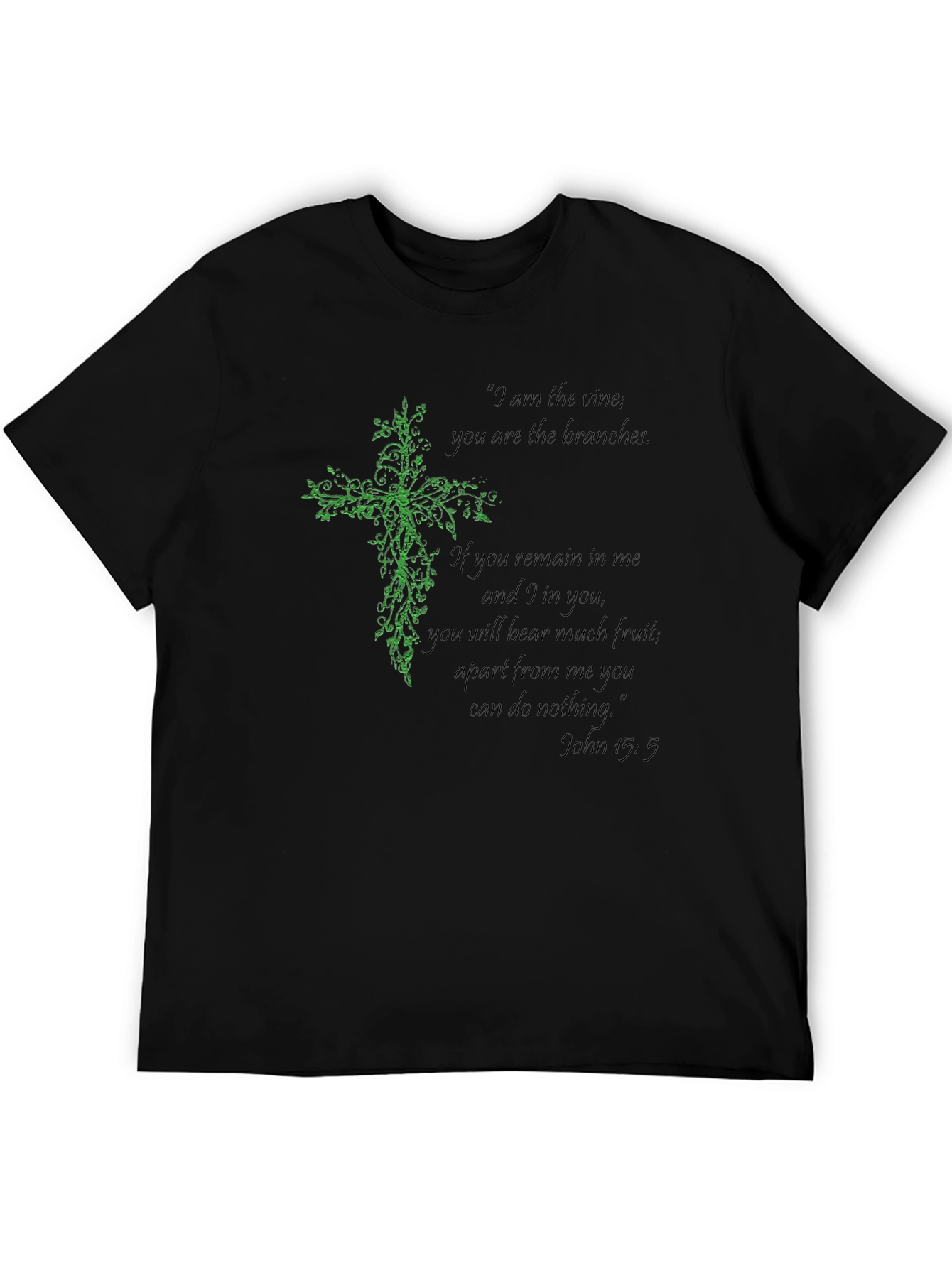 Faith-Inspired Vine Cross Black T-Shirt