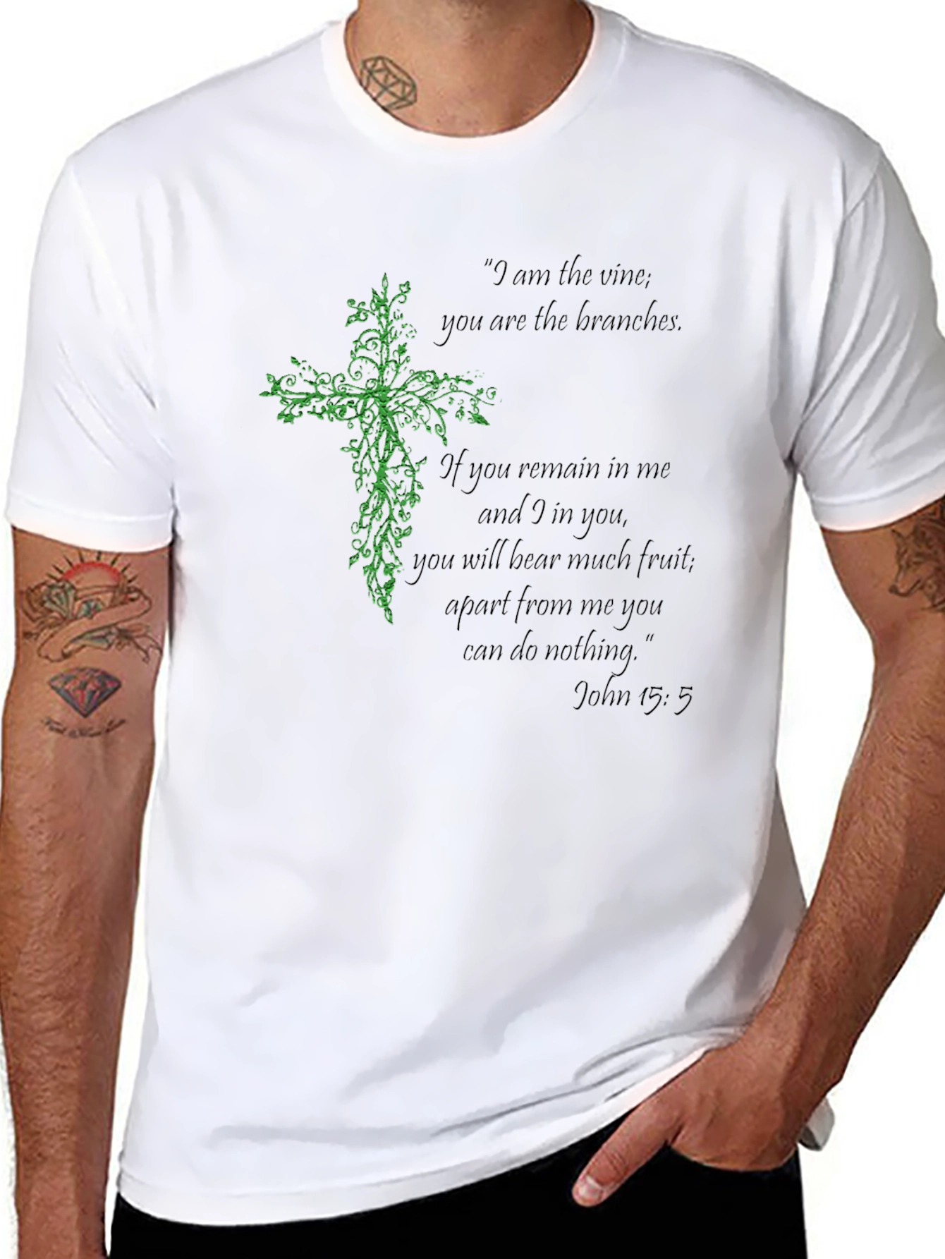 Faith-Inspired Vine Cross Black T-Shirt