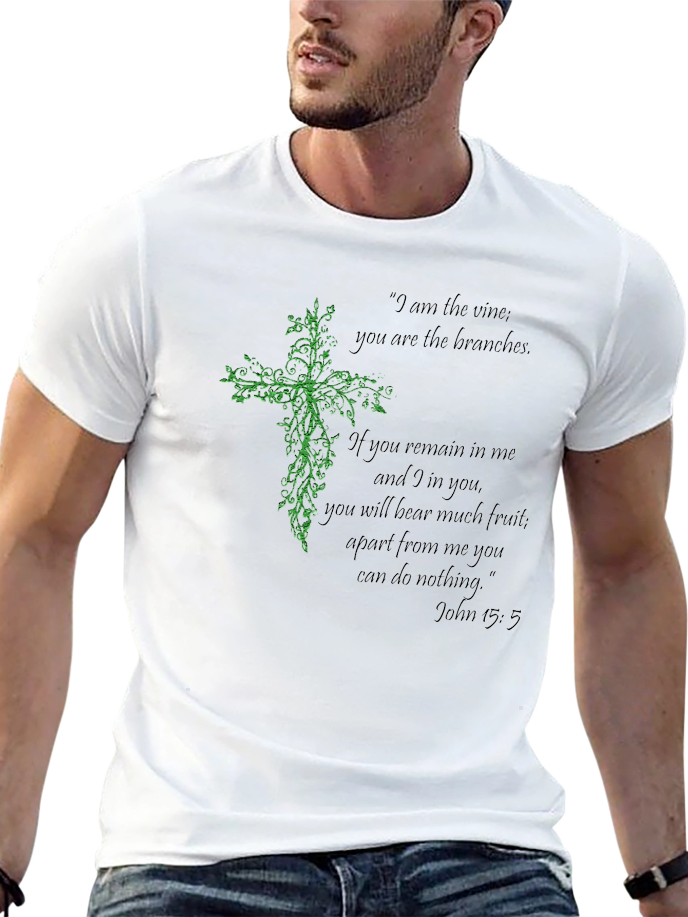 Faith-Inspired Vine Cross Black T-Shirt