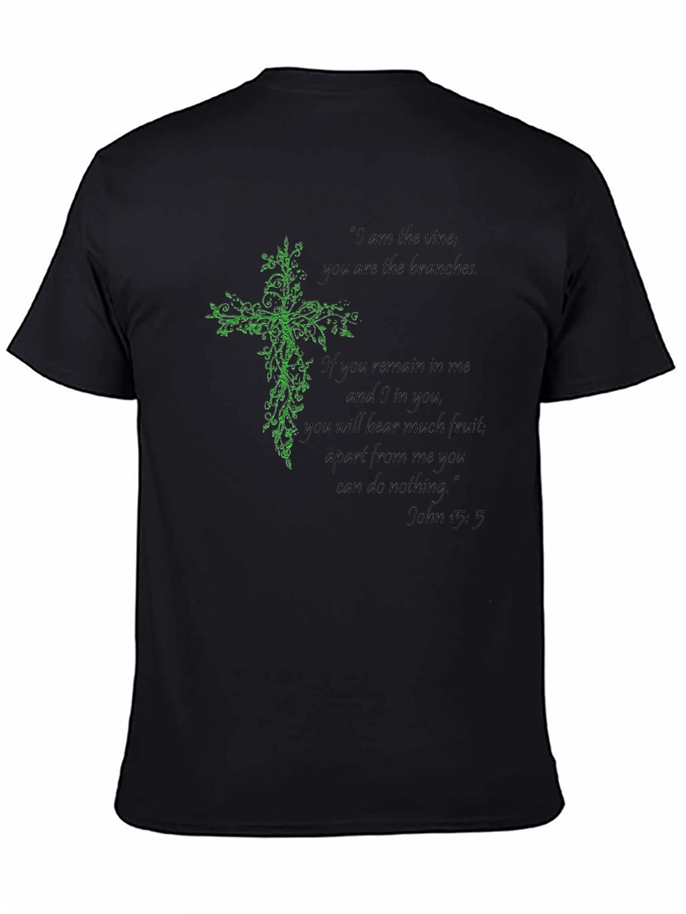 Faith-Inspired Vine Cross Black T-Shirt