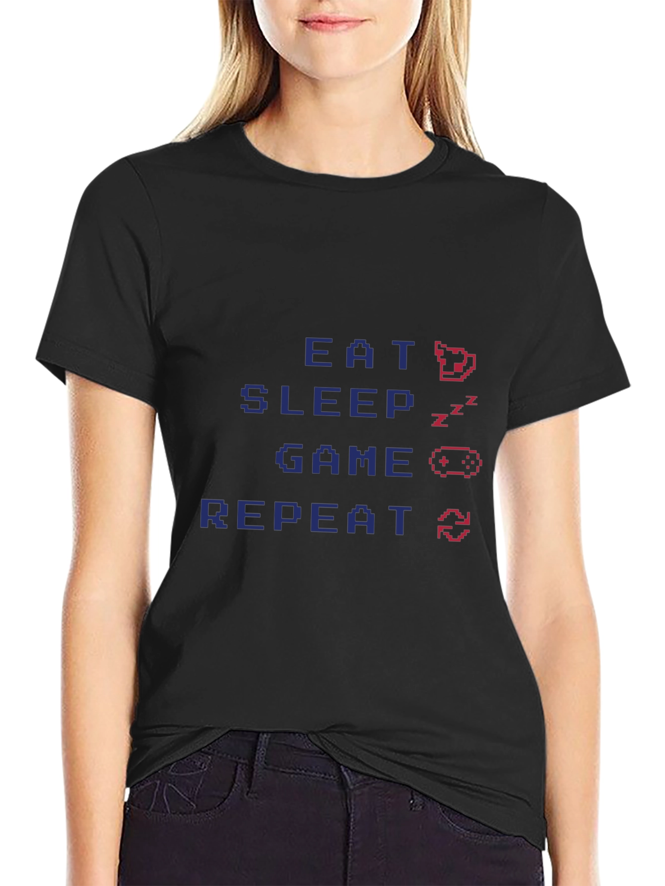 Gamers Life Black T-Shirt - Eat Sleep Game Repeat