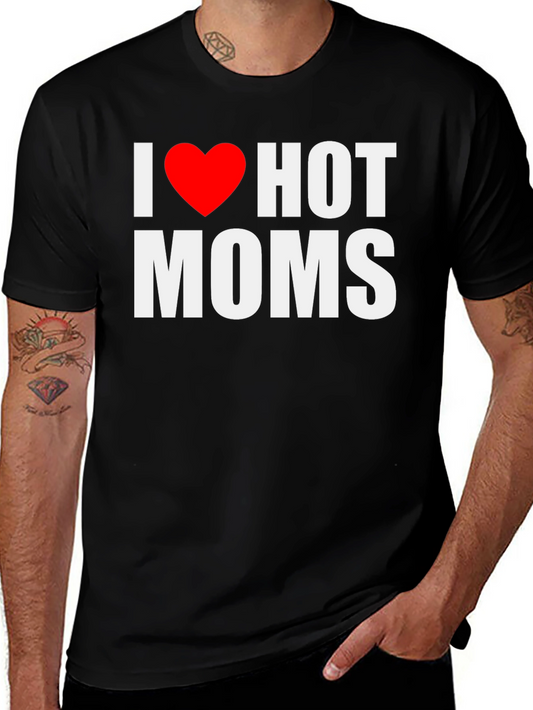 I Heart Hot Moms Black Graphic Tee