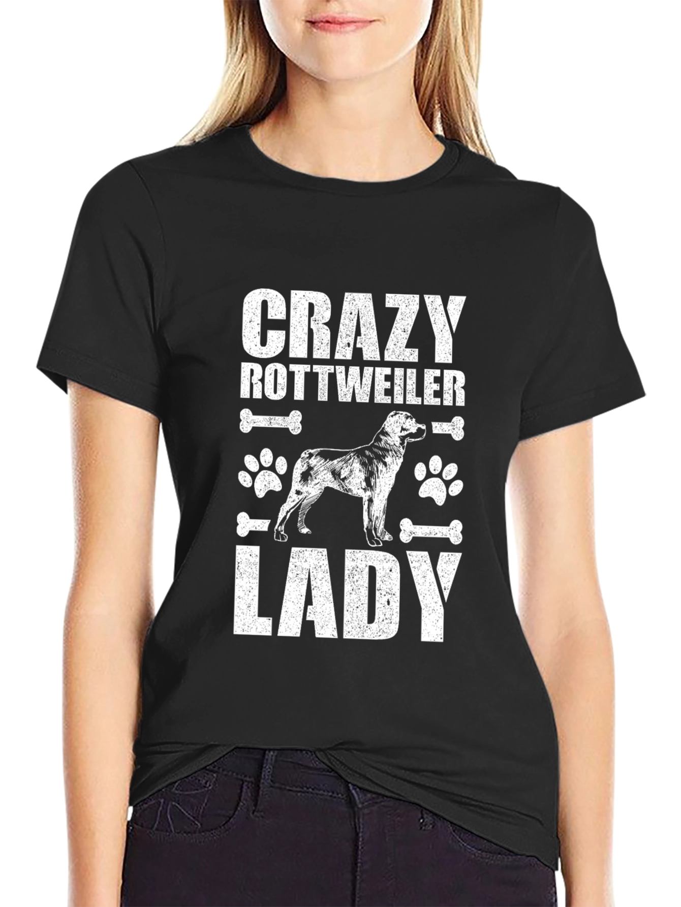 Crazy Rottweiler Lady Graphic T-Shirt