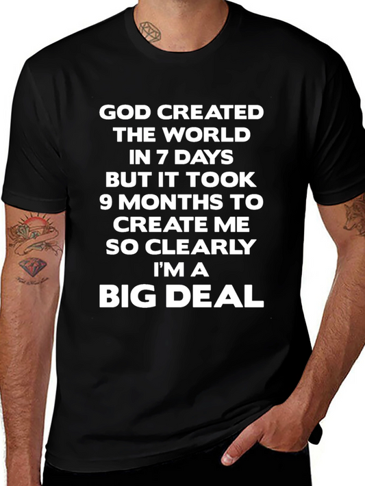 Funny Big Deal Graphic Tee - Black Cotton T-Shirt