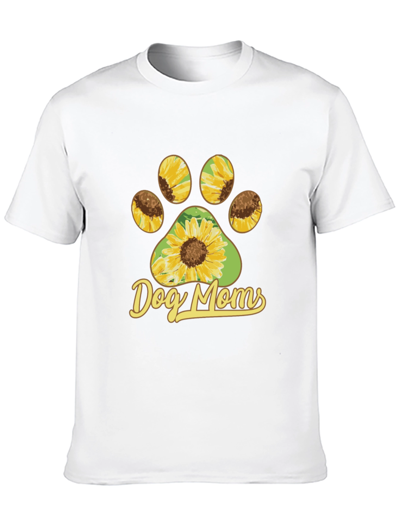 Dog Moms Sunflower Paw Print T-Shirt