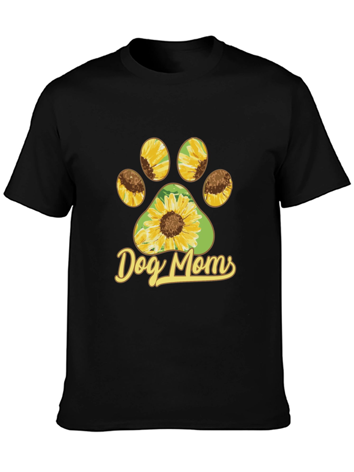 Dog Moms Sunflower Paw Print T-Shirt