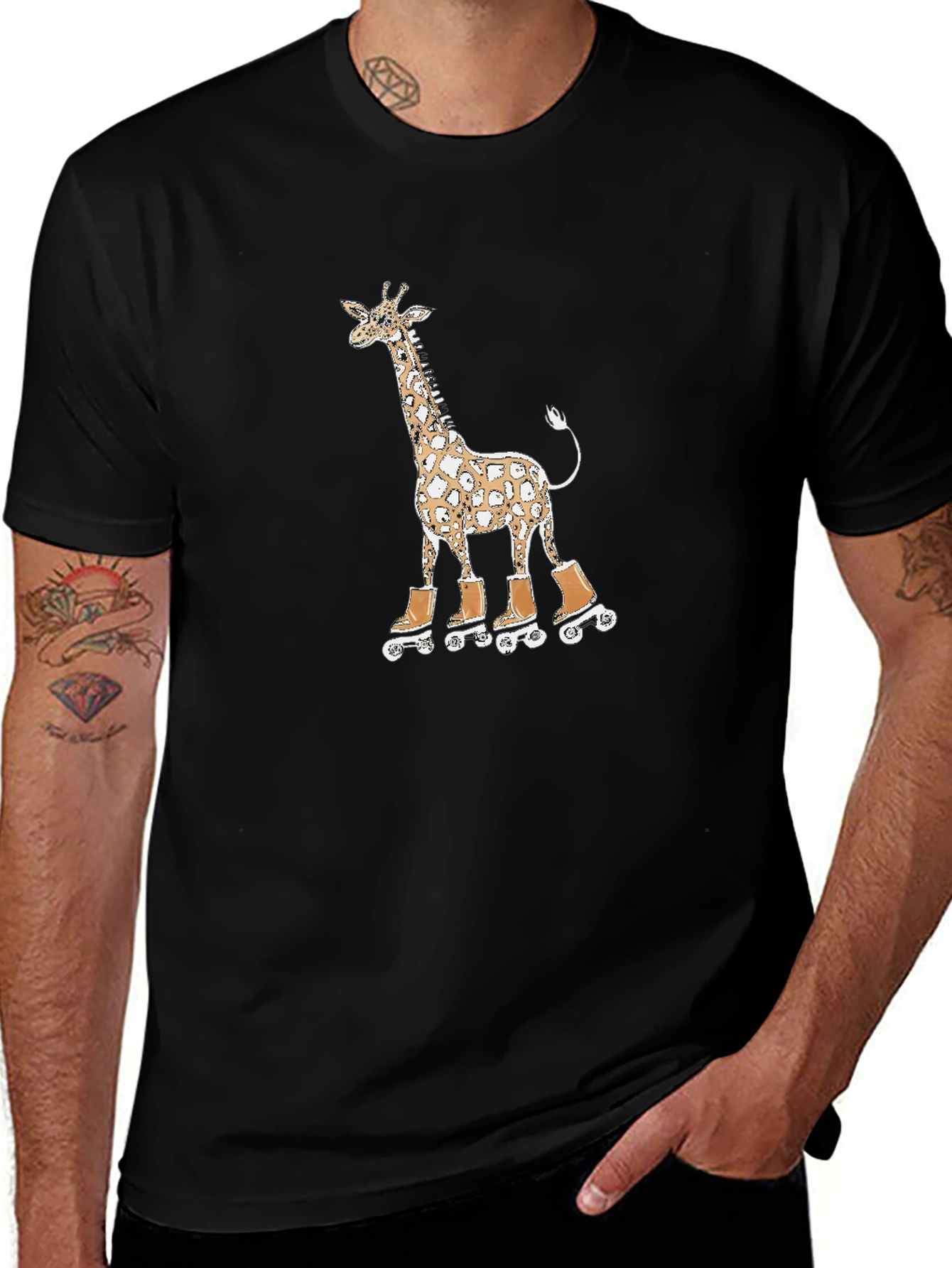 Giraffe on Roller Skates Graphic Tee