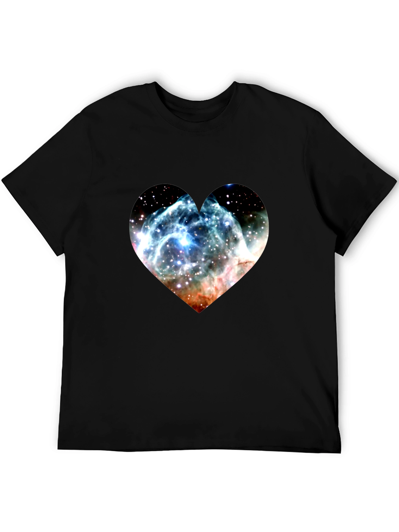 Nebula Heart Graphic Tee - Soft Black Cotton Blend
