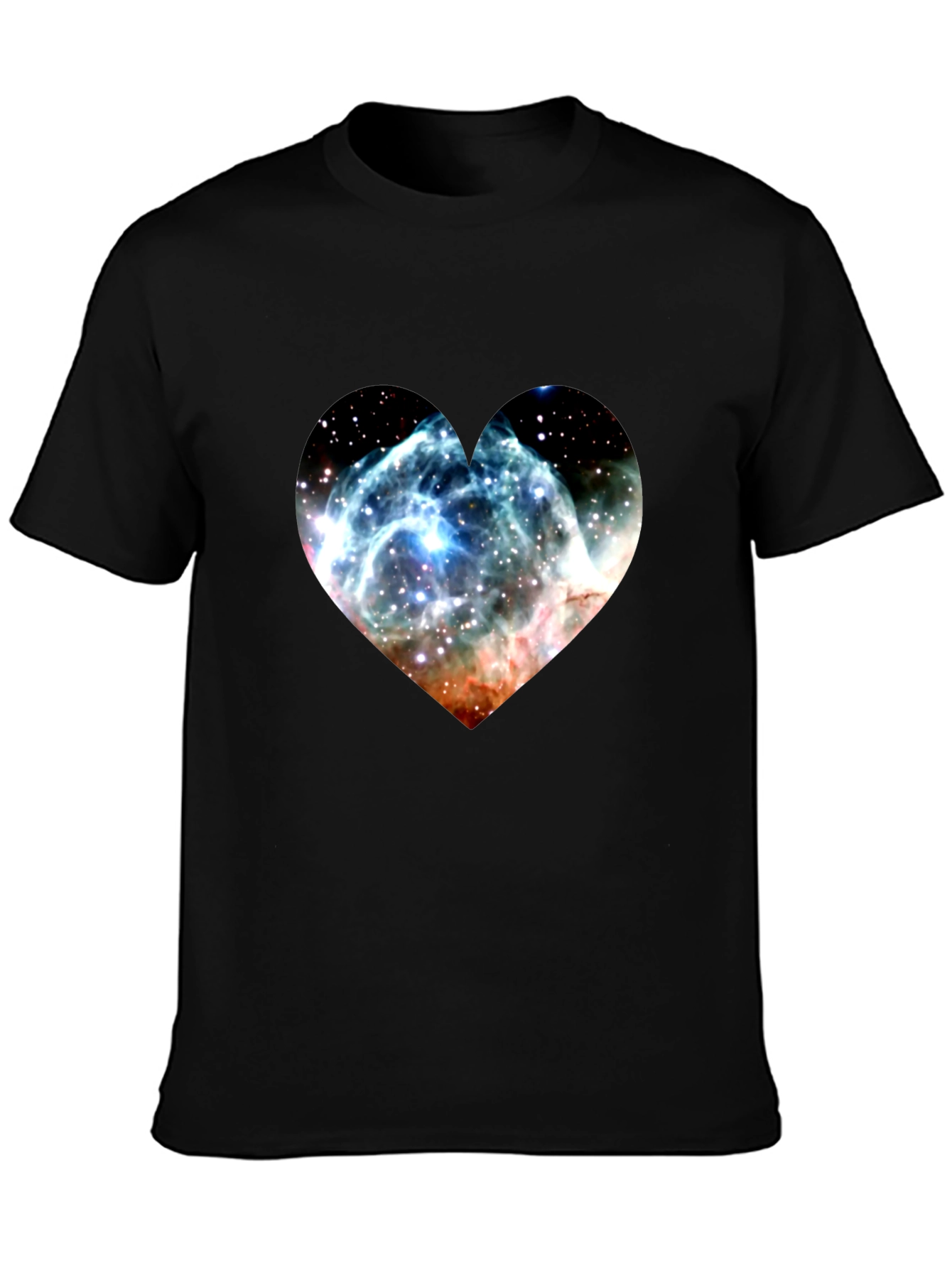 Nebula Heart Graphic Tee - Soft Black Cotton Blend