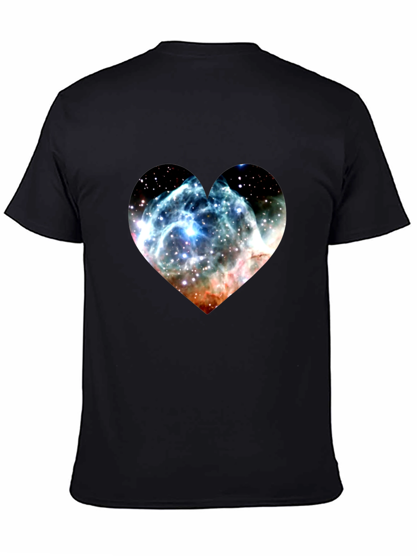 Nebula Heart Graphic Tee - Soft Black Cotton Blend