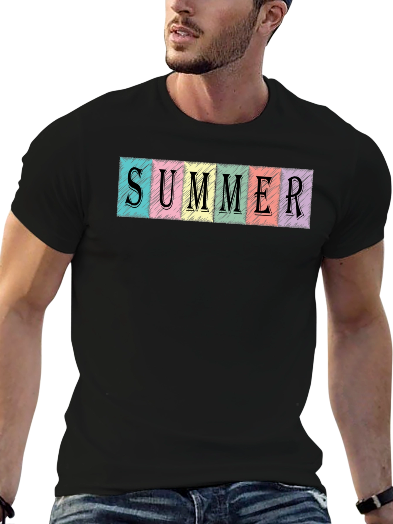 Summer Scribble Graphic Black T-Shirt