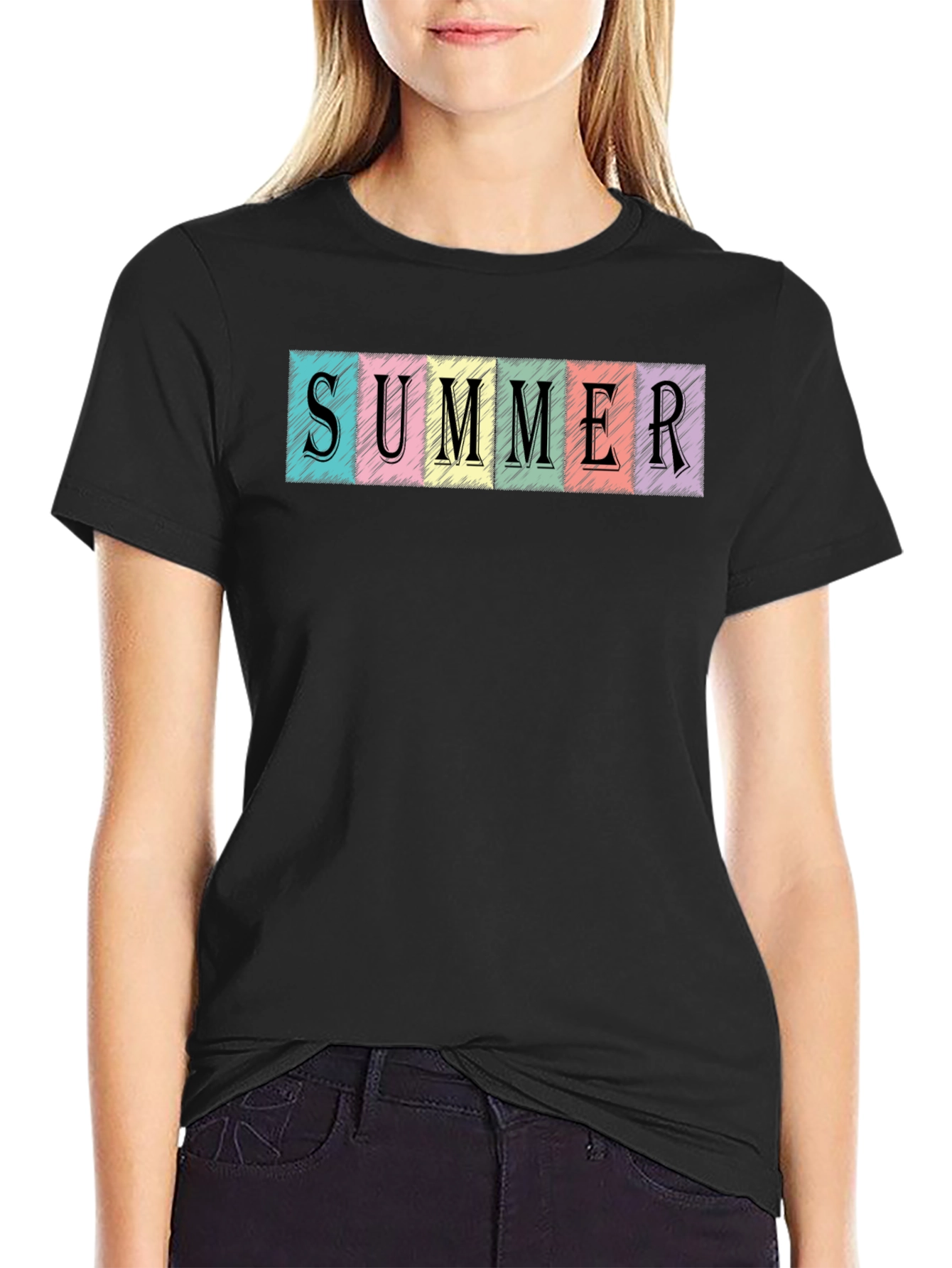 Summer Scribble Graphic Black T-Shirt