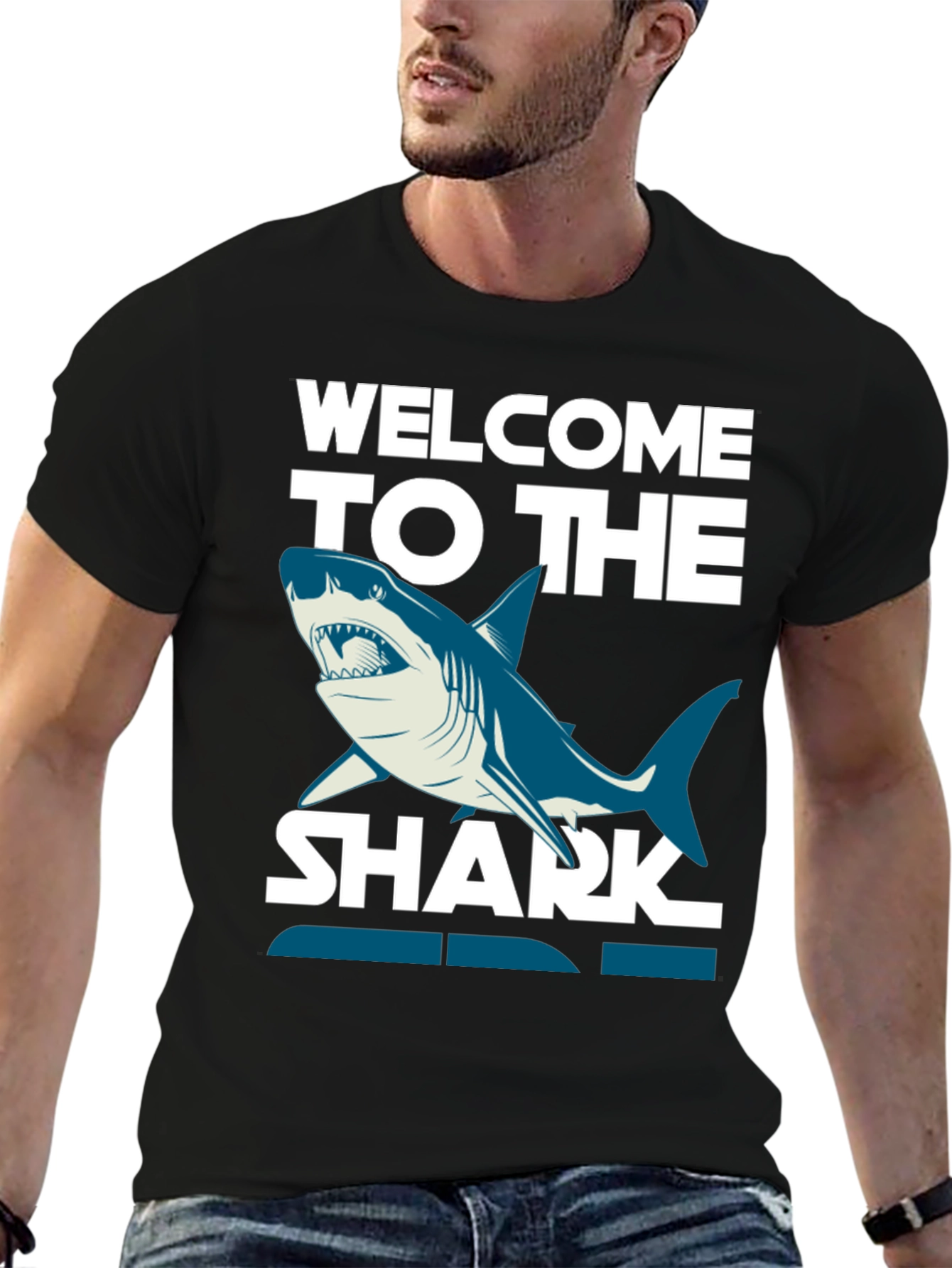 Welcome to the Shark Zone Black Graphic Tee