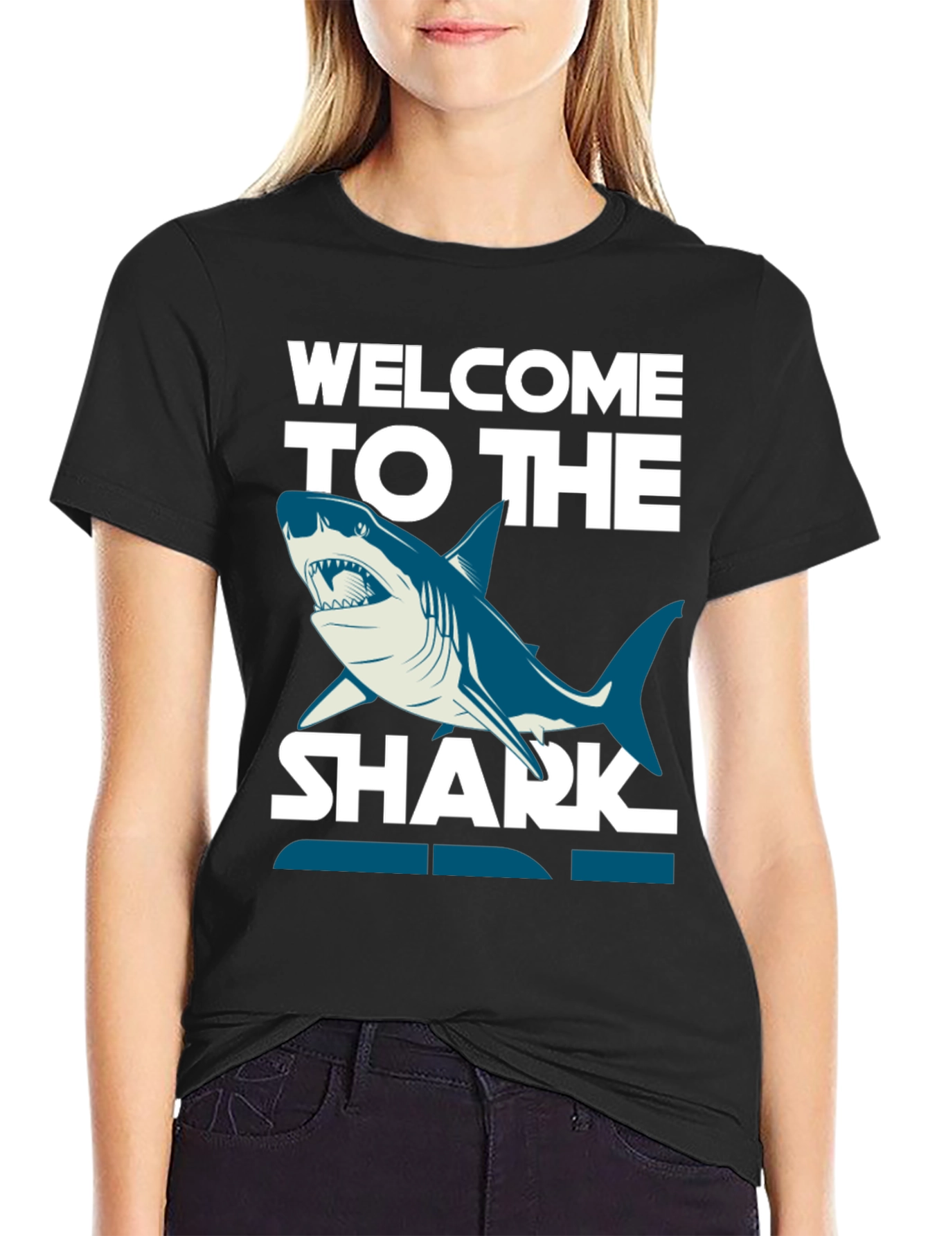 Welcome to the Shark Zone Black Graphic Tee