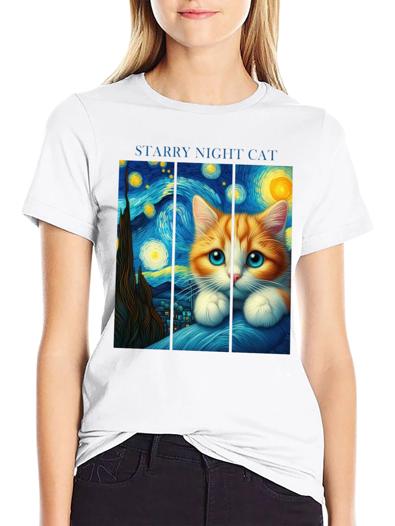 Starry Night Cat T-Shirt