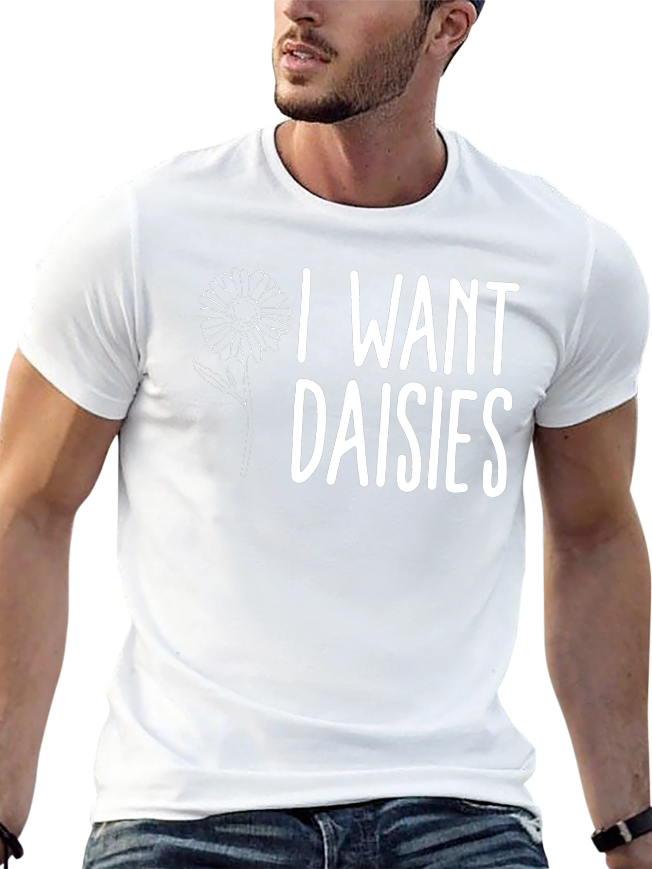 I Want Daisies Graphic Tee - Black Cotton T-Shirt