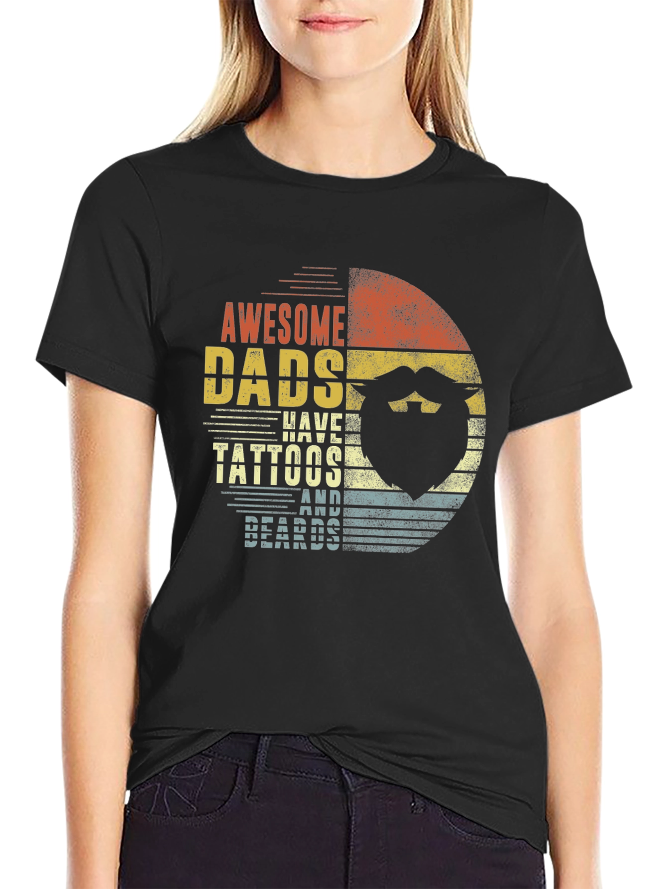 Awesome Dads Tattoos & Beards Graphic T-Shirt