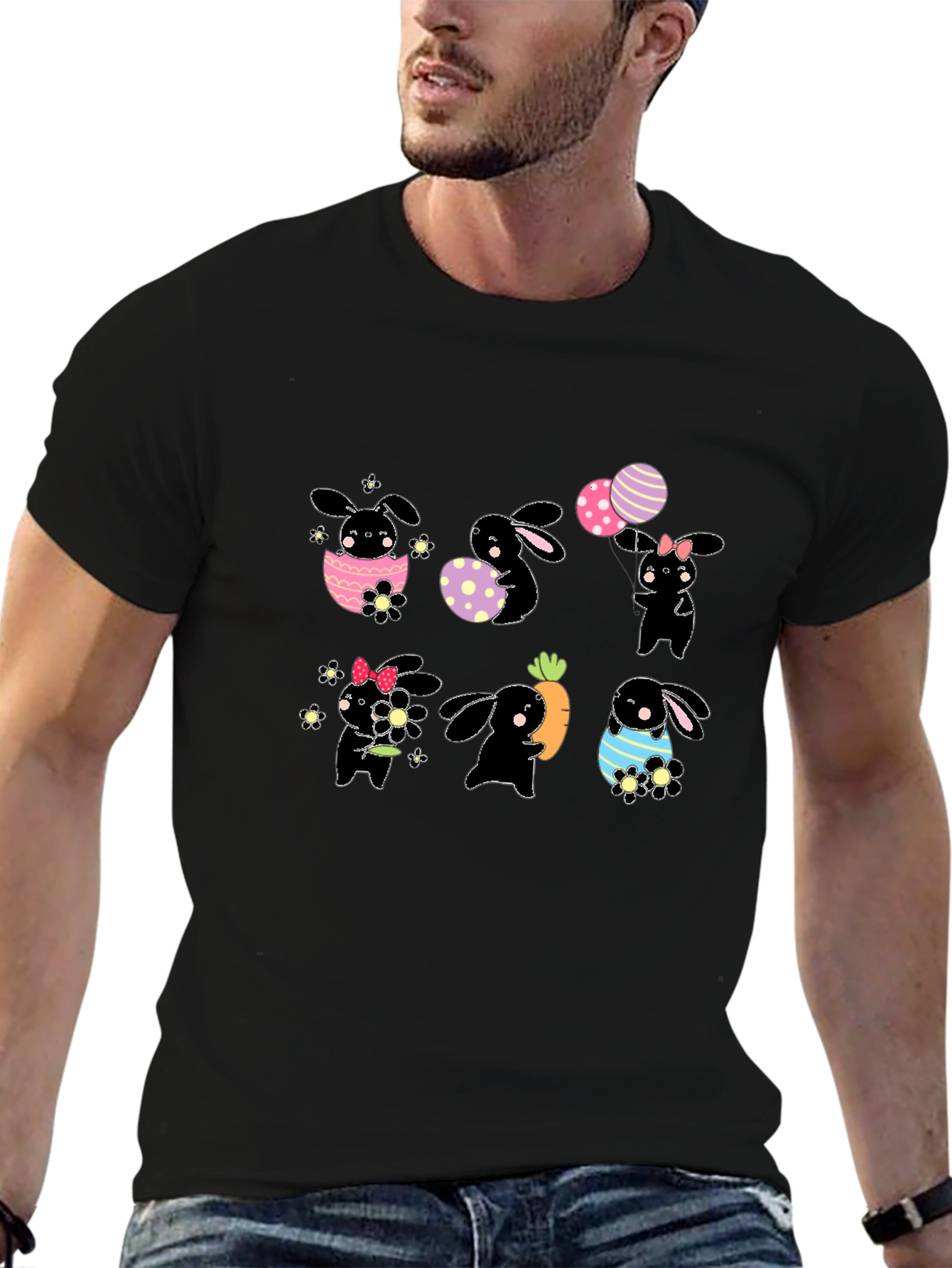 Easter Bunny T-Shirt - Cute Black Rabbit Design