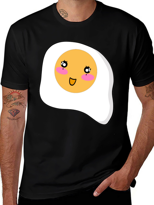 Cute Egg Graphic T-Shirt - Black Casual Tee